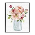 thumbnail image 1 of Stupell Industries Shabby Chic Pink Peony Flowers Jar Arrangement Script Pattern Black Framed Giclee Art, 11 x 14, by Lettered and Lined, 1 of 7
