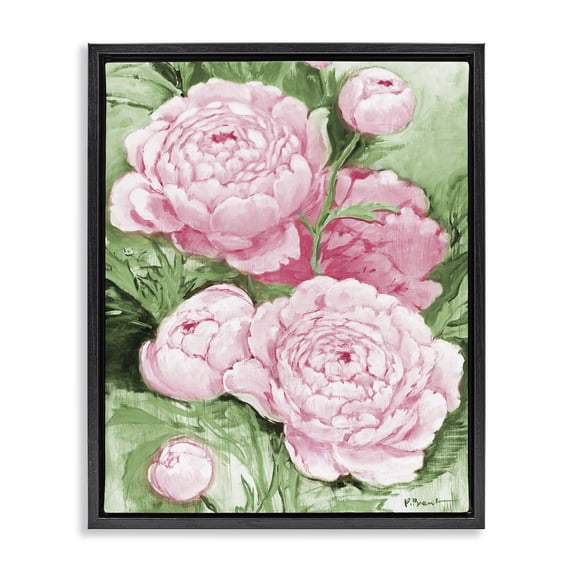 Stupell Industries French Country Pink Peony Impressions Black Floating Frame Canvas Art, 17 x 21, by Paul Brent