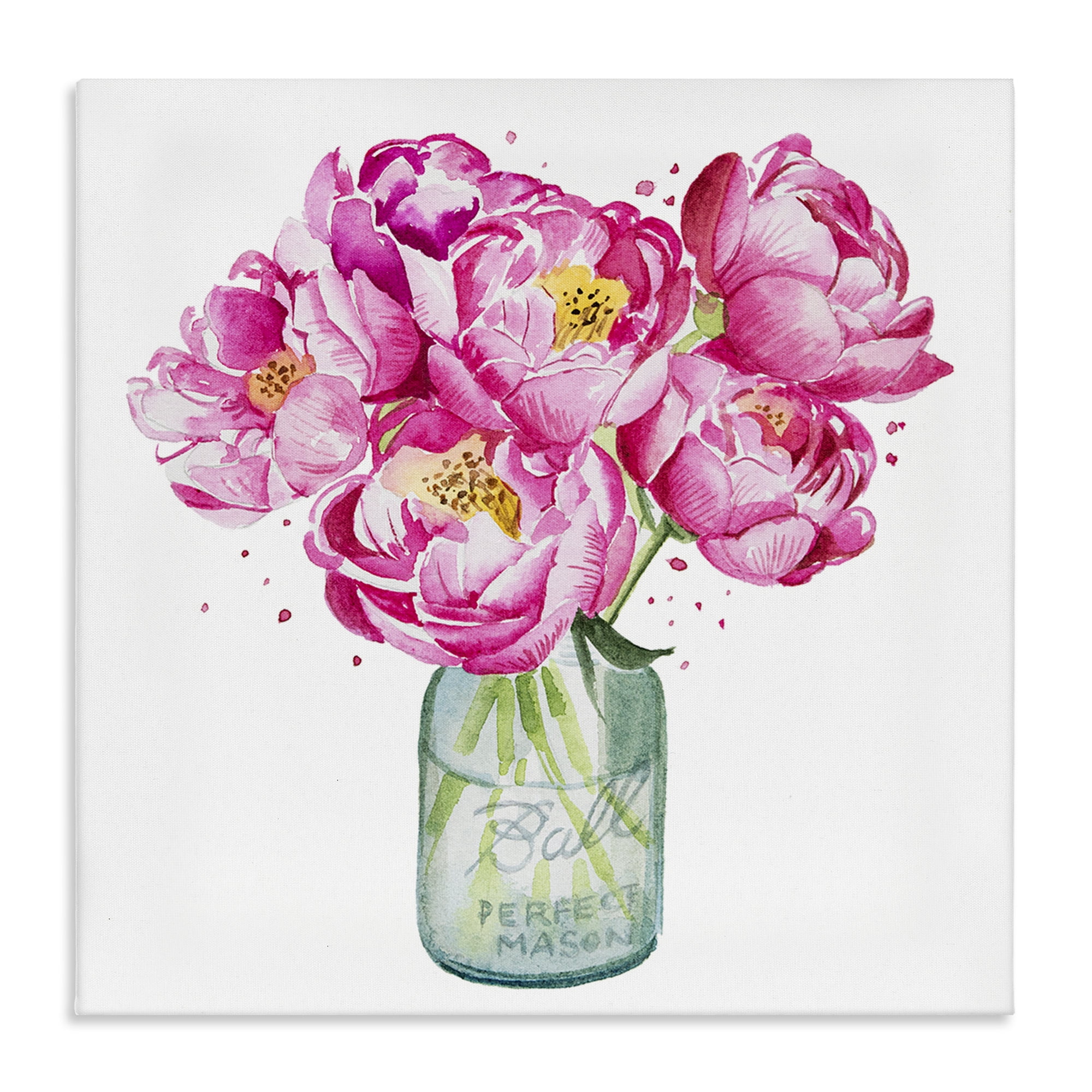 Stupell Industries Pink Peony Jar Botanical & Floral Painting Gallery Wrapped Canvas Art Print Wall Art, 36 x 36