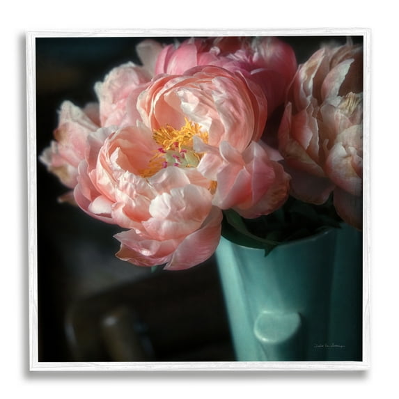 Stupell Industries Pink Peony Photography Botanical & Floral Photography White Framed Art Print Wall Art, 17 x 17