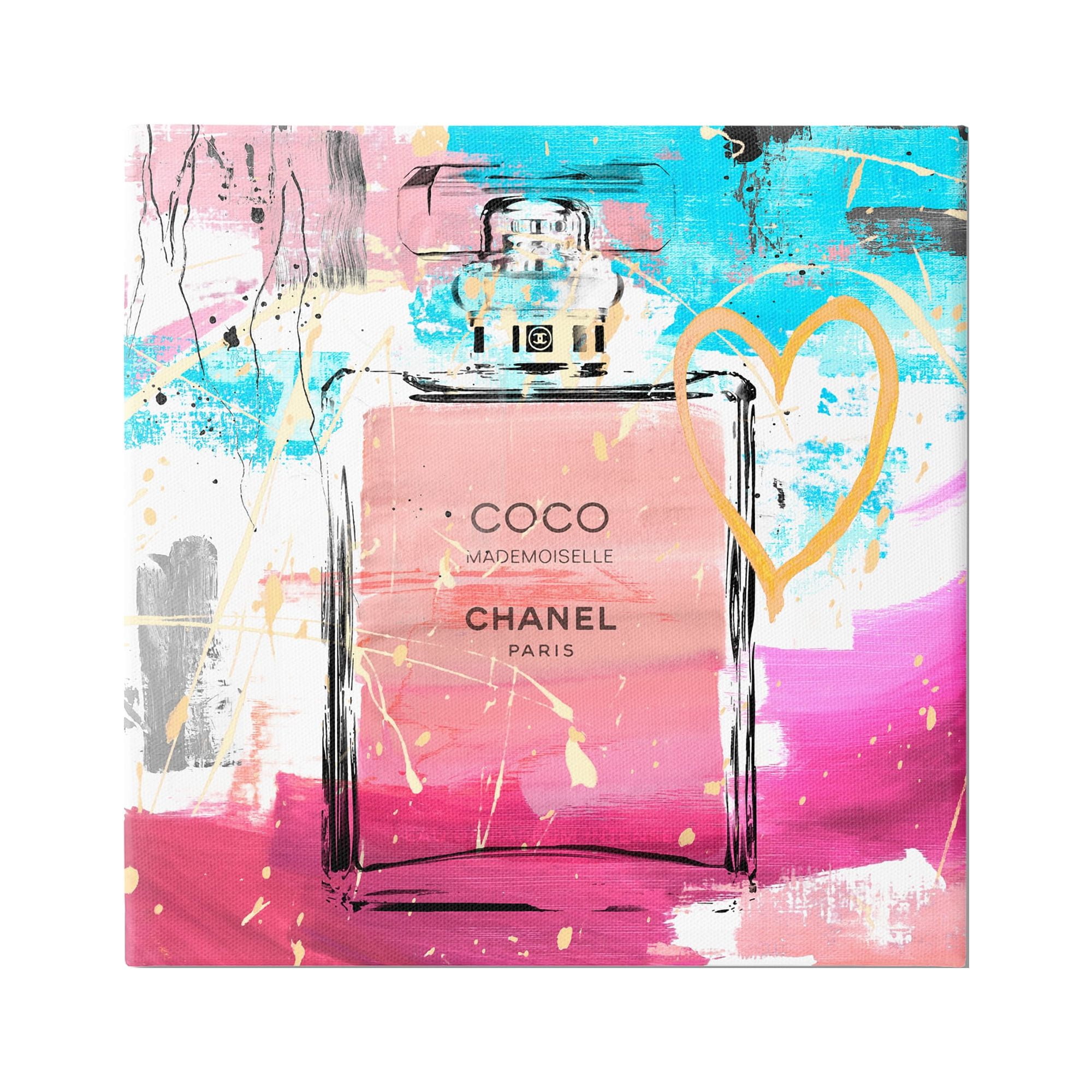 Stupell Industries Pink Perfume with Graffiti Abstract Painting Gallery Wrapped Canvas Print Wall Art, 17 x 17
