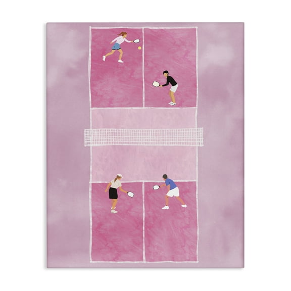 Stupell Industries Pink Pickleball Court Sports Painting Wrapped Canvas Art Print Wall Art, 16 x 20