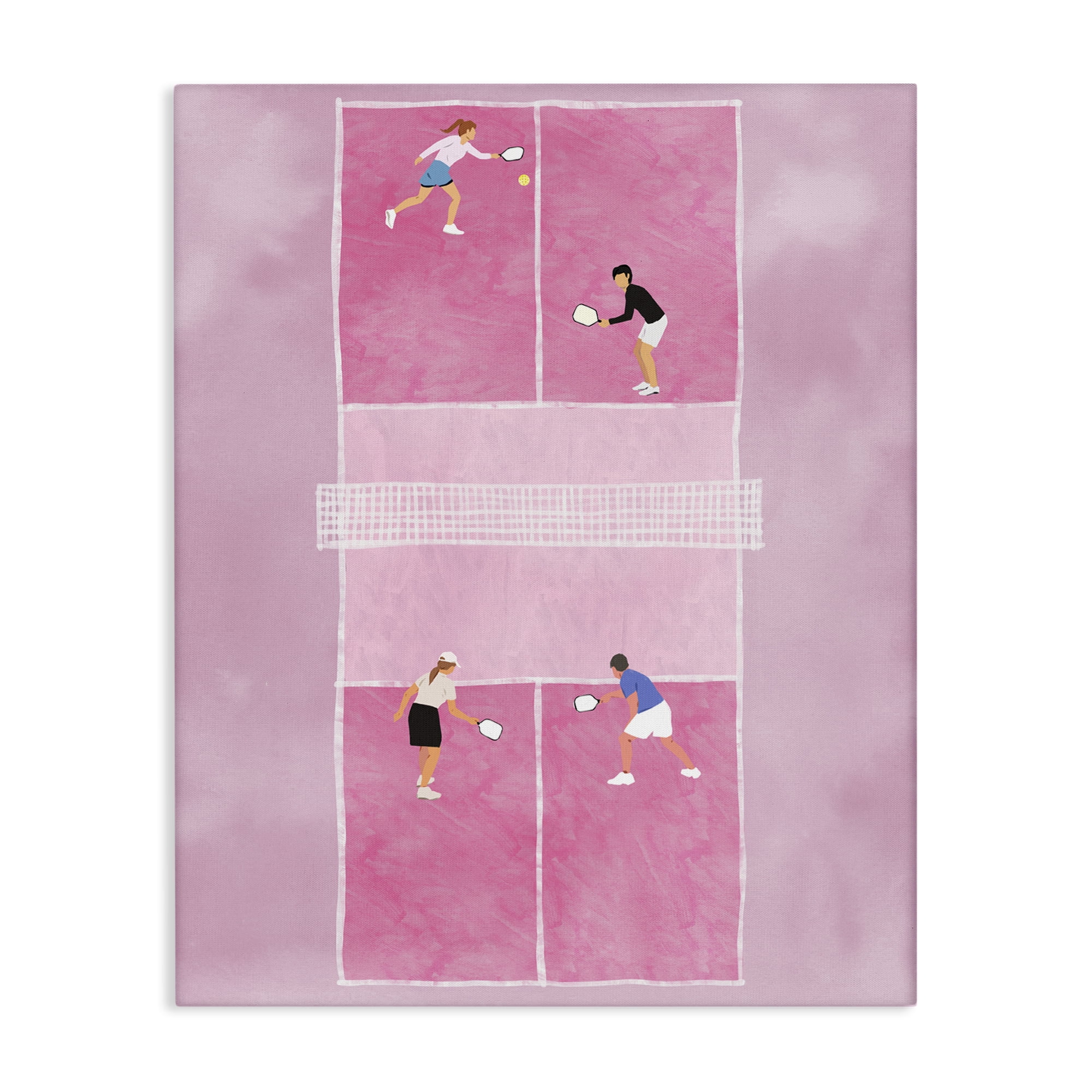 Stupell Industries Pink Pickleball Court Sports Painting Wrapped Canvas Art Print Wall Art, 30 x 40