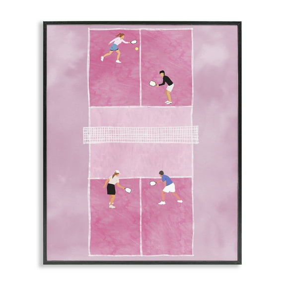 Stupell Industries Pink Pickleball Court Sports & Sports Teams Painting Black Framed Art Print Wall Art, 11 x 14