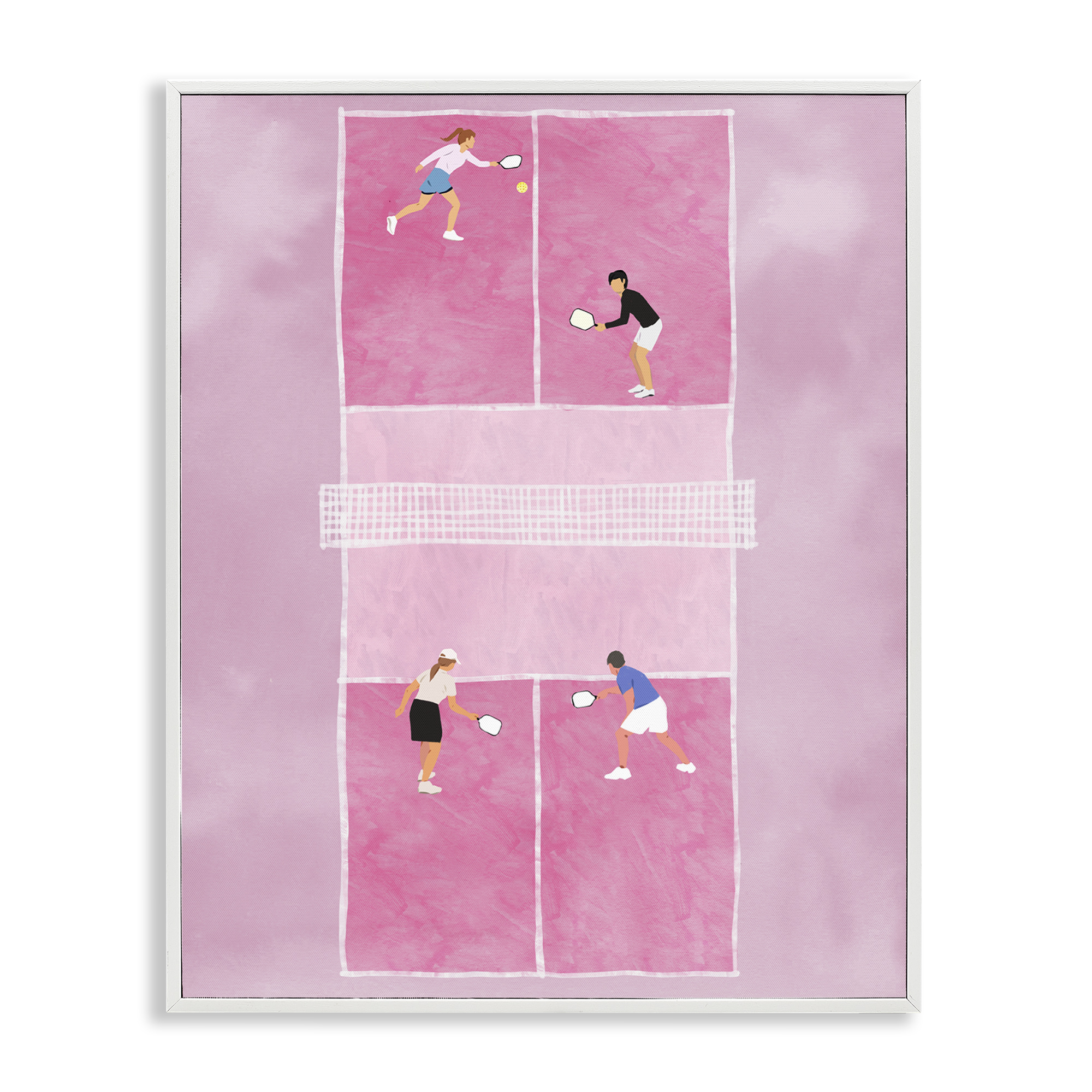 Stupell Industries Pink Pickleball Court Sports & Sports Teams Painting White Framed Art Print Wall Art, 11 x 14