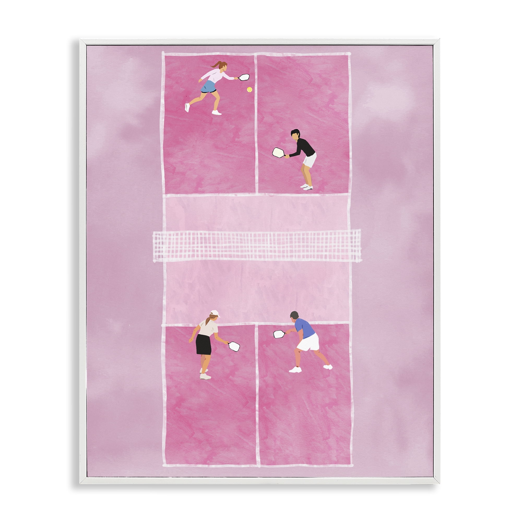 Stupell Industries Pink Pickleball Court Sports & Sports Teams Painting White Framed Art Print Wall Art, 24 x 30