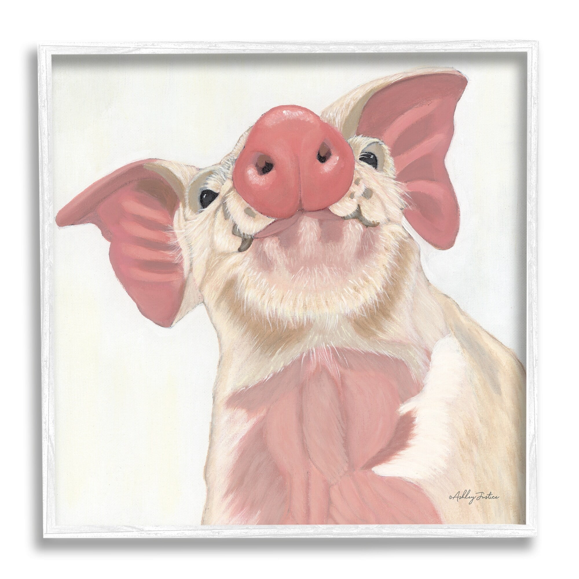 Stupell Industries Pink Pig Snout Adorable Farm Hog Painting, 24 x 24,Design by Ashley Justice