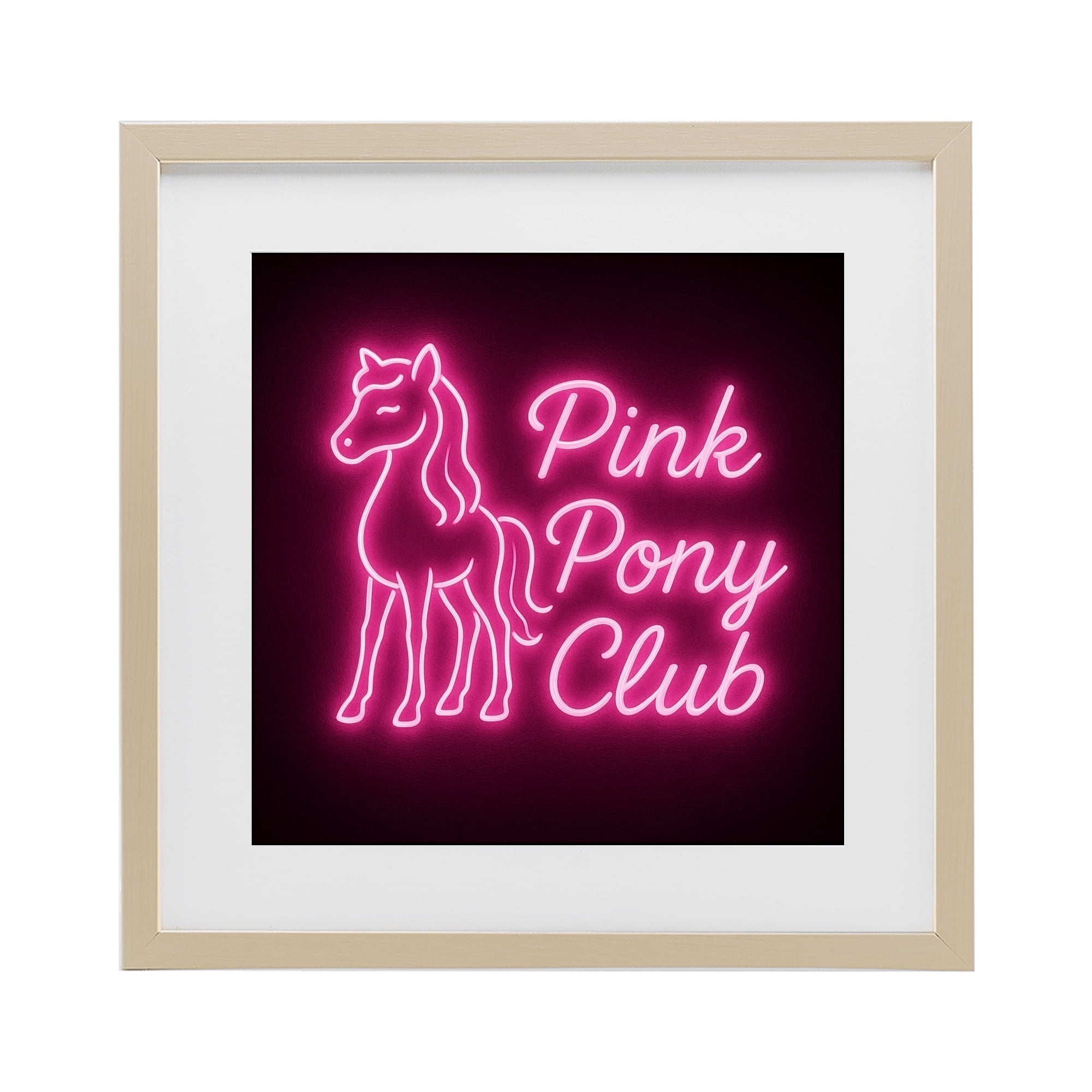 Stupell Industries Pink Pony Club Neon Birch Framed Print Under Glass, design by Grotto Studios