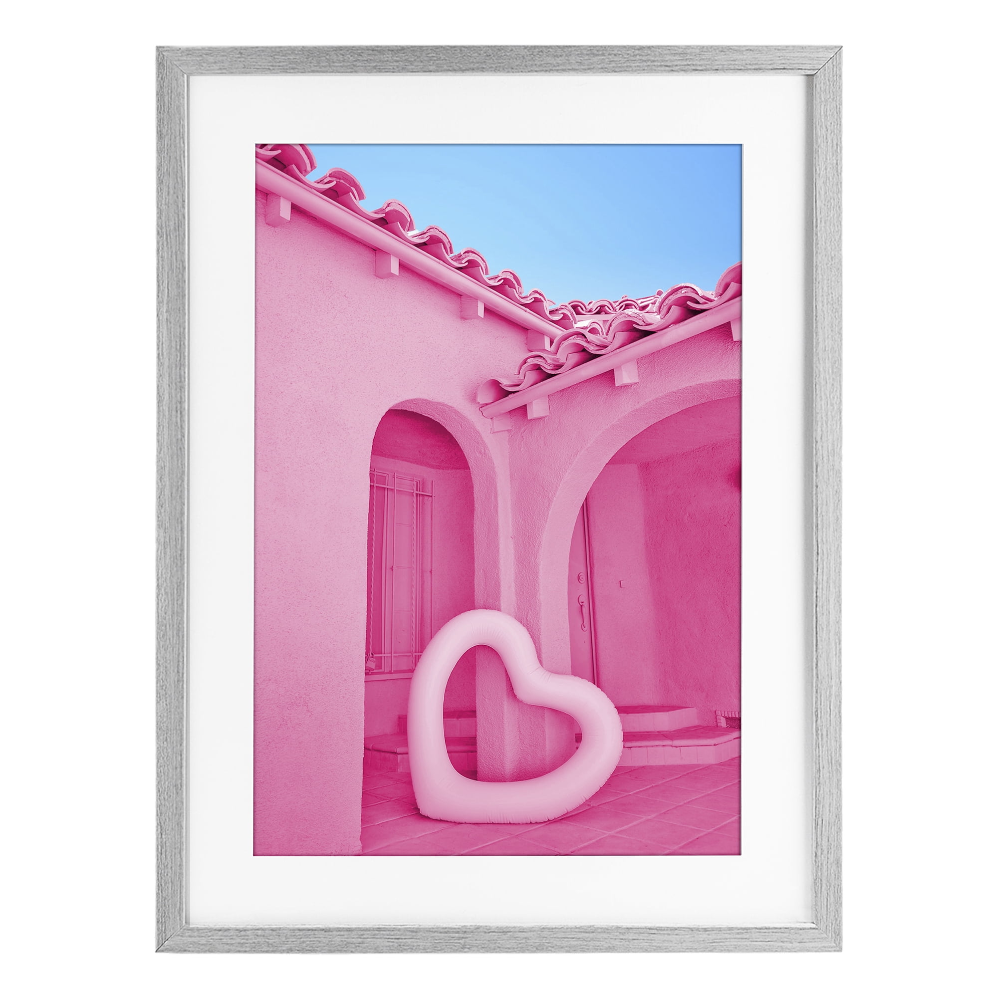 Stupell Industries Pink Pop Heart at Villa Gray Framed Print Under Glass, design by LISH Creative