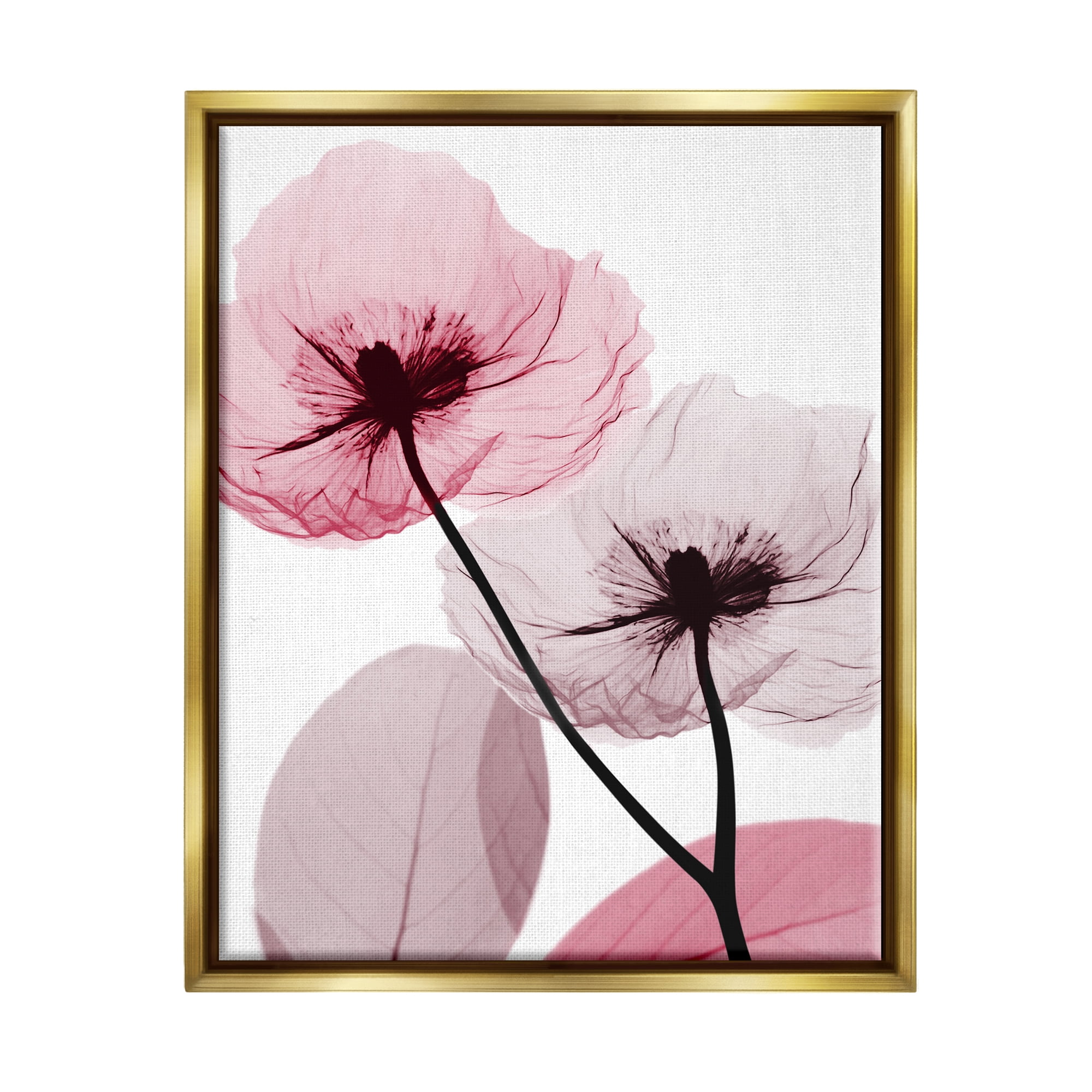 Stupell Industries Pink Poppy Flowers Botanical & Floral Painting Gold Floater Framed Art Print Wall Art, 25 x 31