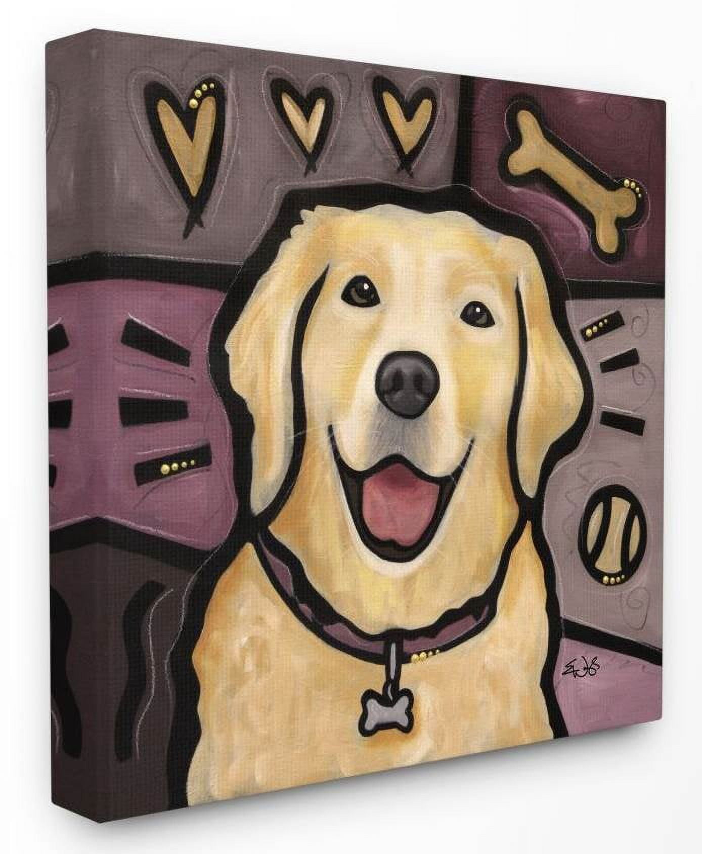 Stupell Industries Pink Purple Golden Labrador Dog Pet Painting Canvas Wall Art by Eric Waugh