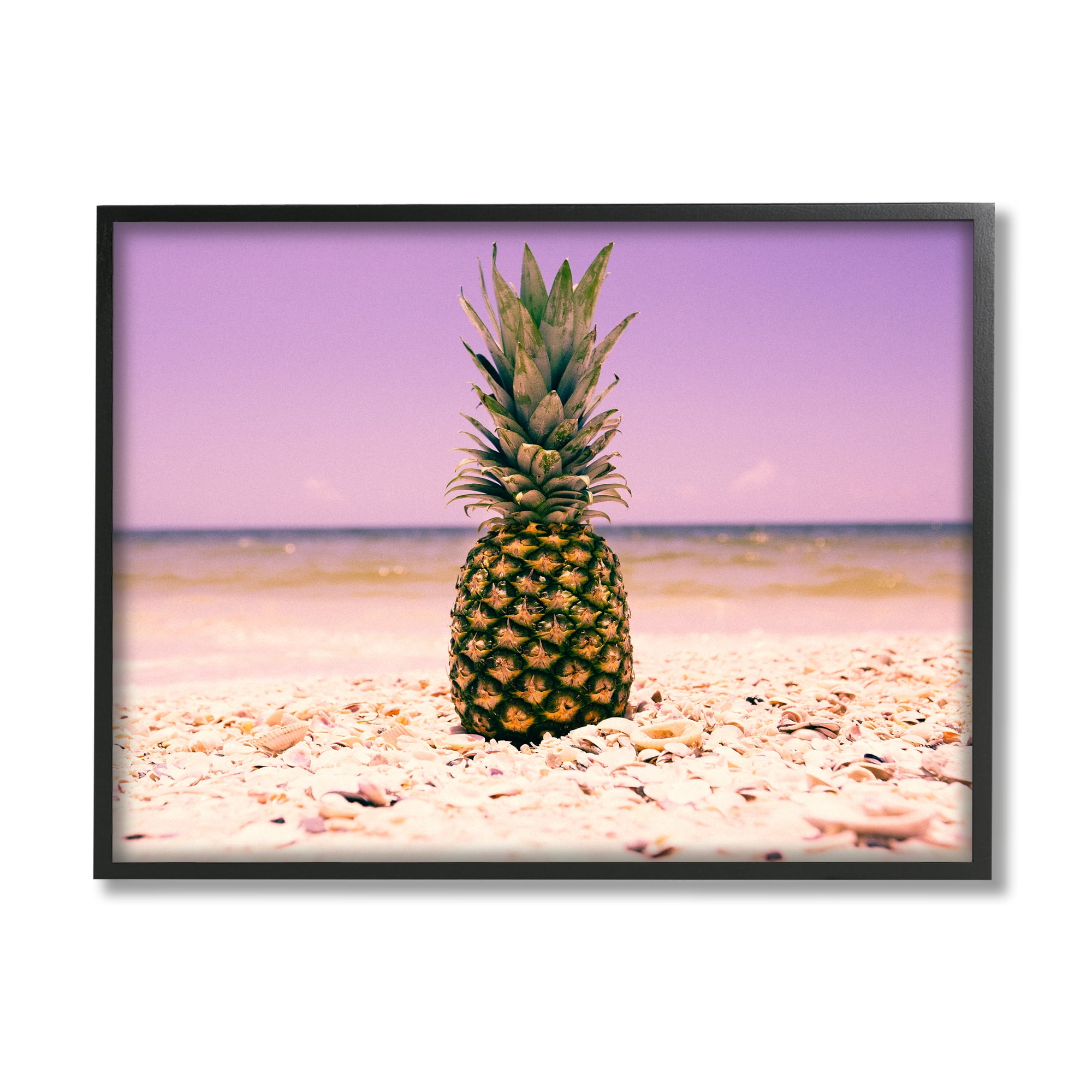 Pink and Purple Pineapple Beach Landscape Framed Canvas Print