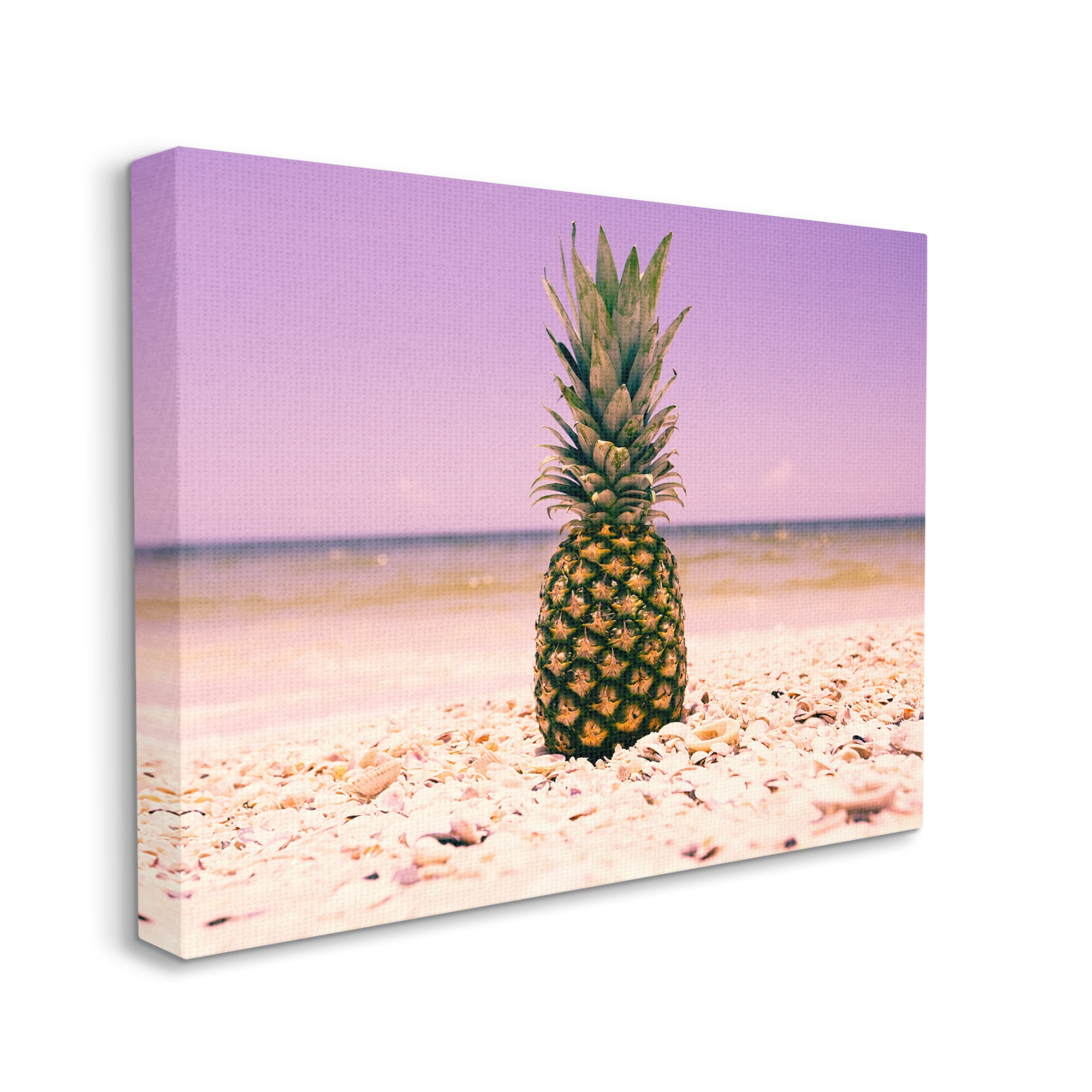 Stupell Industries Pink Purple Pineapple Beach Landscape Photography Gallery Wrapped Canvas Art Print Wall Art, 24 x 30