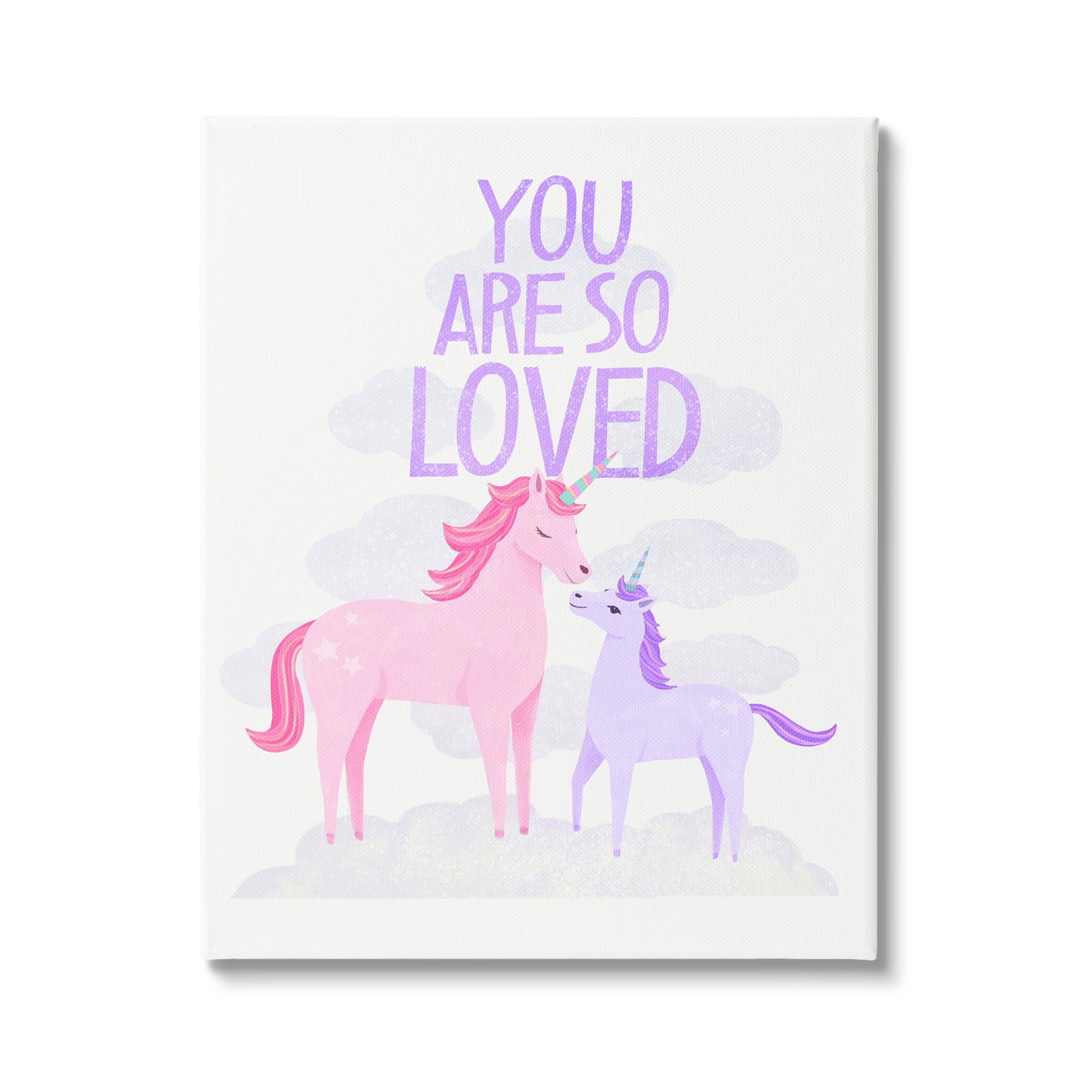 Stupell Industries Pink & Purple Unicorns Fairy Tales & Fantasy Painting Gallery Wrapped Canvas Print Wall Art, 16 x 20