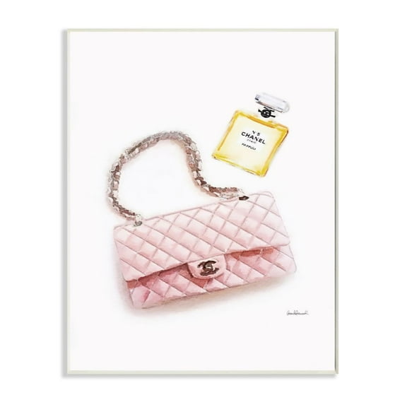 Stupell Industries Pink Purse Gold Perfume Glam Fashion Watercolor Design Unframed Art Print Wall Art, 10x15, by Amanda Greenwood