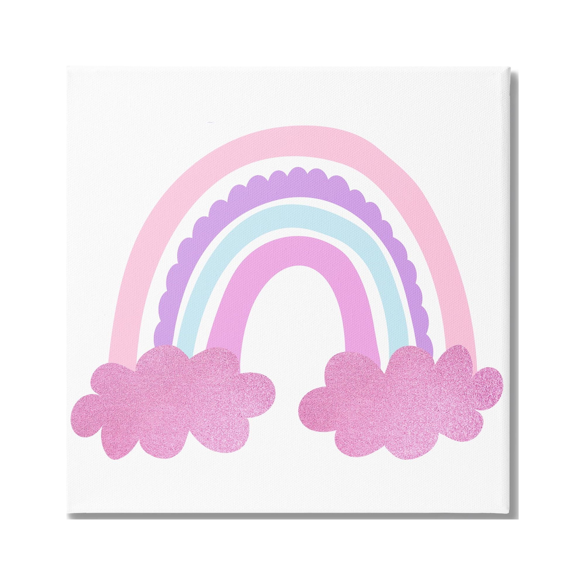 Stupell Industries Pink Rainbow & Clouds Landscape Painting Gallery Wrapped Canvas Art Print Wall Art, 17 x 17