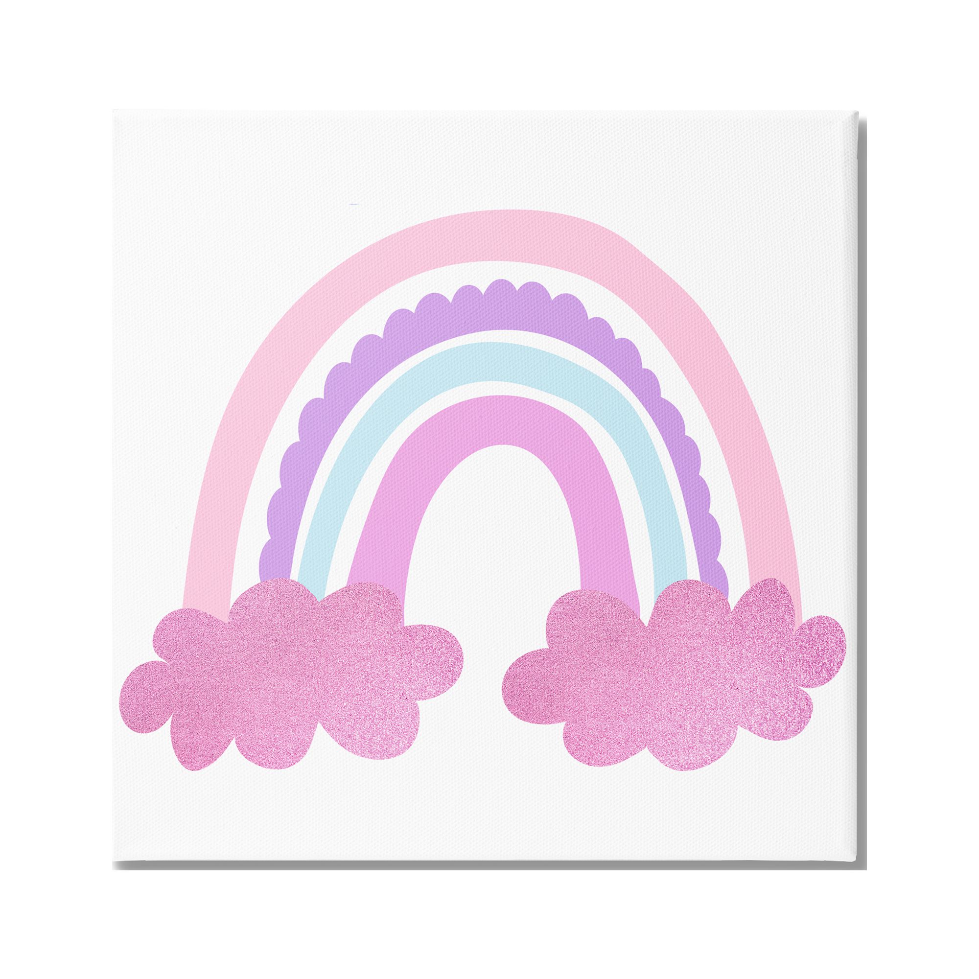 Stupell Industries Pink Rainbow & Clouds Landscape Painting Gallery Wrapped Canvas Art Print Wall Art, 36 x 36