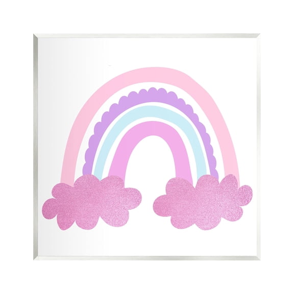 Stupell Industries Pink Rainbow & Clouds Landscape Painting Unframed Art Print Wall Art, 12 x 12