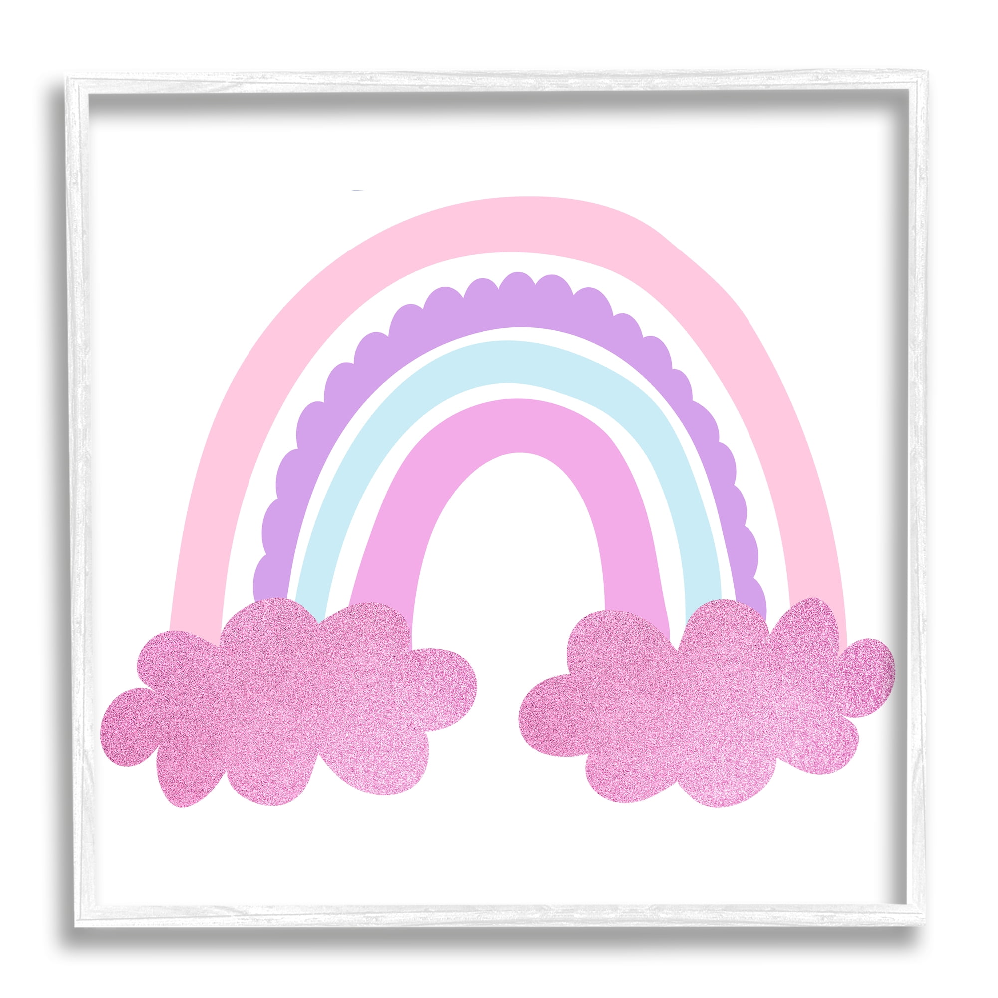 Stupell Industries Pink Rainbow & Clouds Landscape Painting White Framed Art Print Wall Art, 24 x 24