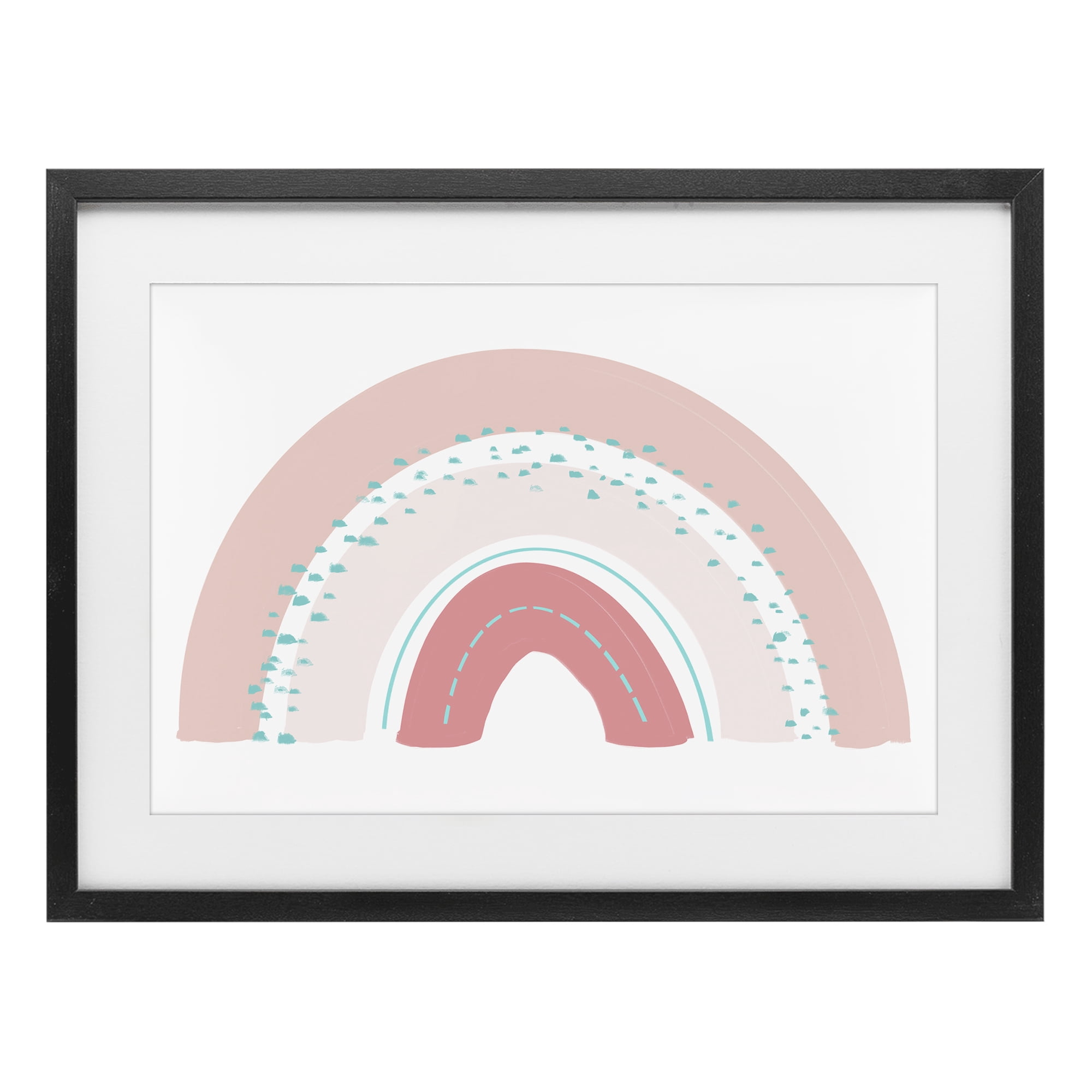Stupell Industries Pink Rainbow with Speckles Black Framed Print Under Glass, design by Emily Navas