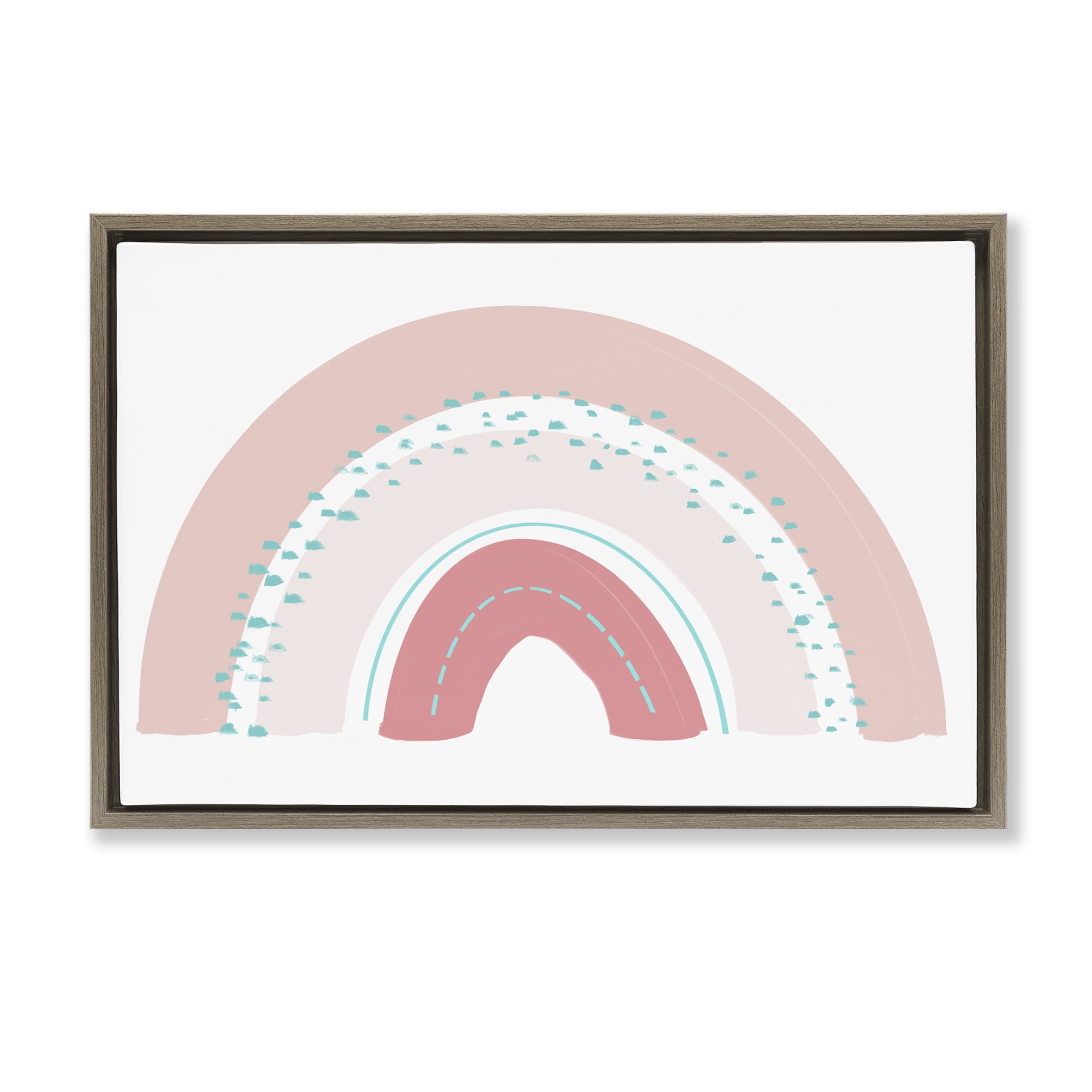 Stupell Industries Pink Rainbow with Speckles Brown Framed Floater Canvas Wall Art, design by Emily Navas