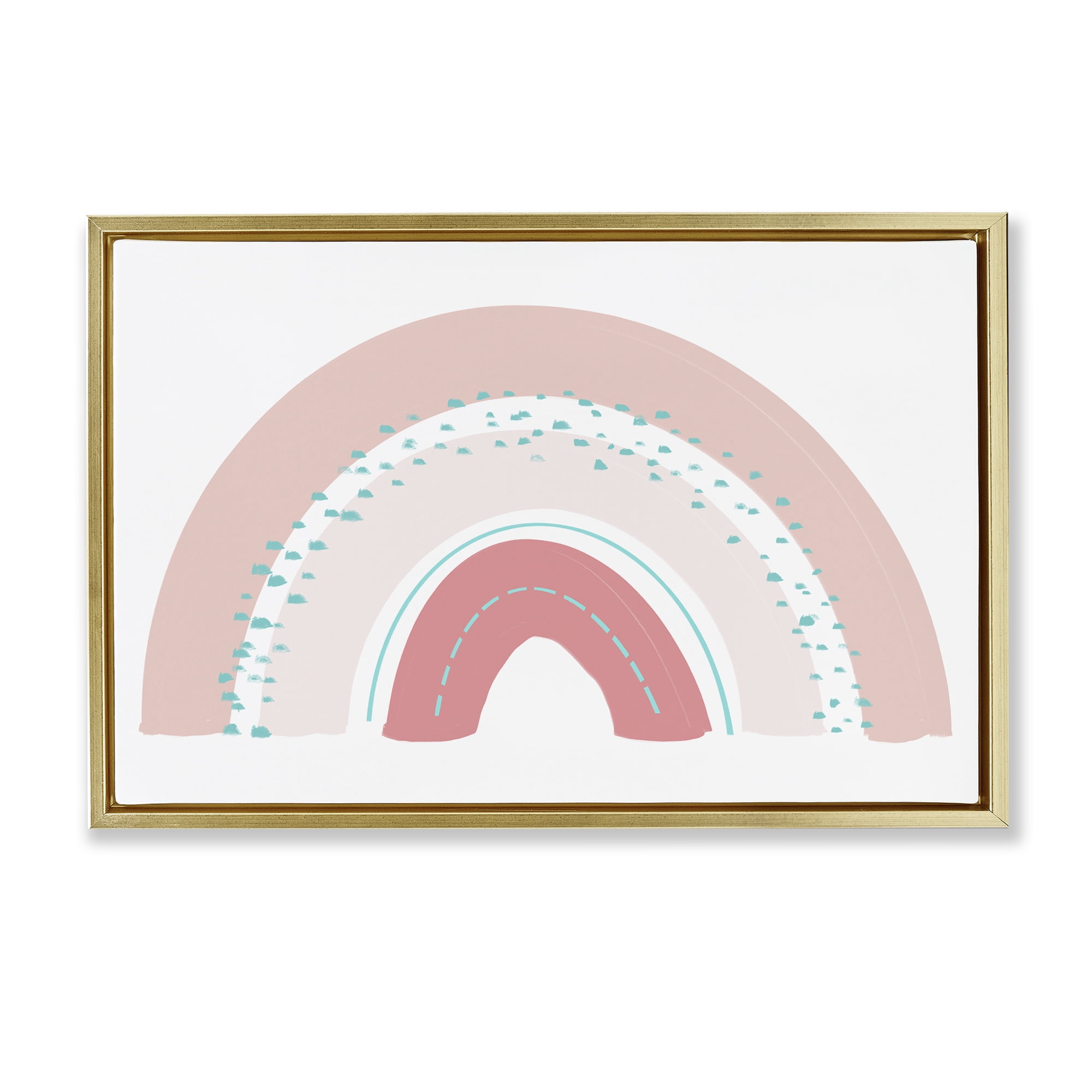 Stupell Industries Pink Rainbow with Speckles Gold Framed Floater Canvas Wall Art, design by Emily Navas