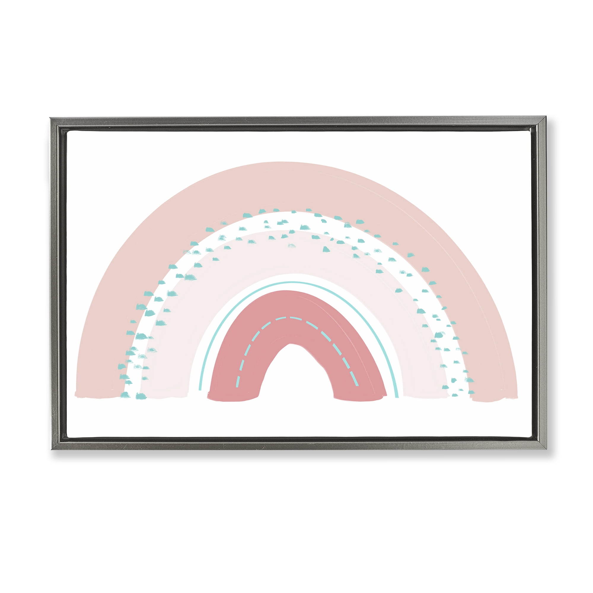 Stupell Industries Pink Rainbow with Speckles Gray Framed Floater Canvas Wall Art, design by Emily Navas