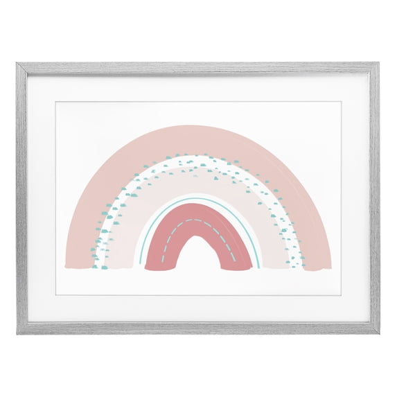 Stupell Industries Minimalist Pink Rainbow with Speckles Gray Framed Print Under Glass, 23 x 17, by Emily Navas