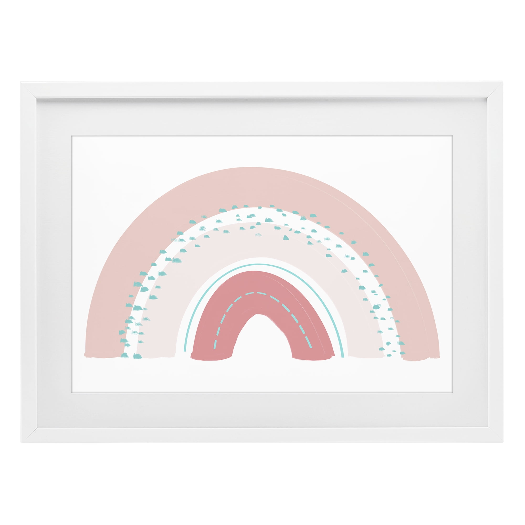 Stupell Industries Pink Rainbow with Speckles White Framed Print Under Glass, design by Emily Navas