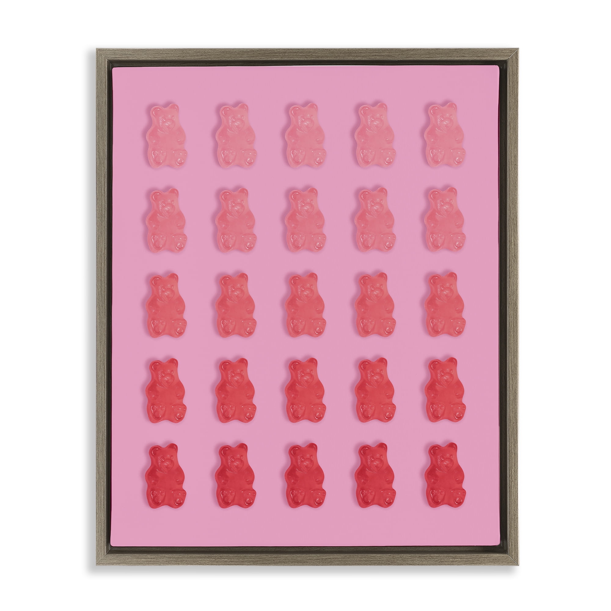 Stupell Industries Pink & Red Bear Gradient Brown Framed Floater Canvas Wall Art, design by LISH Creative