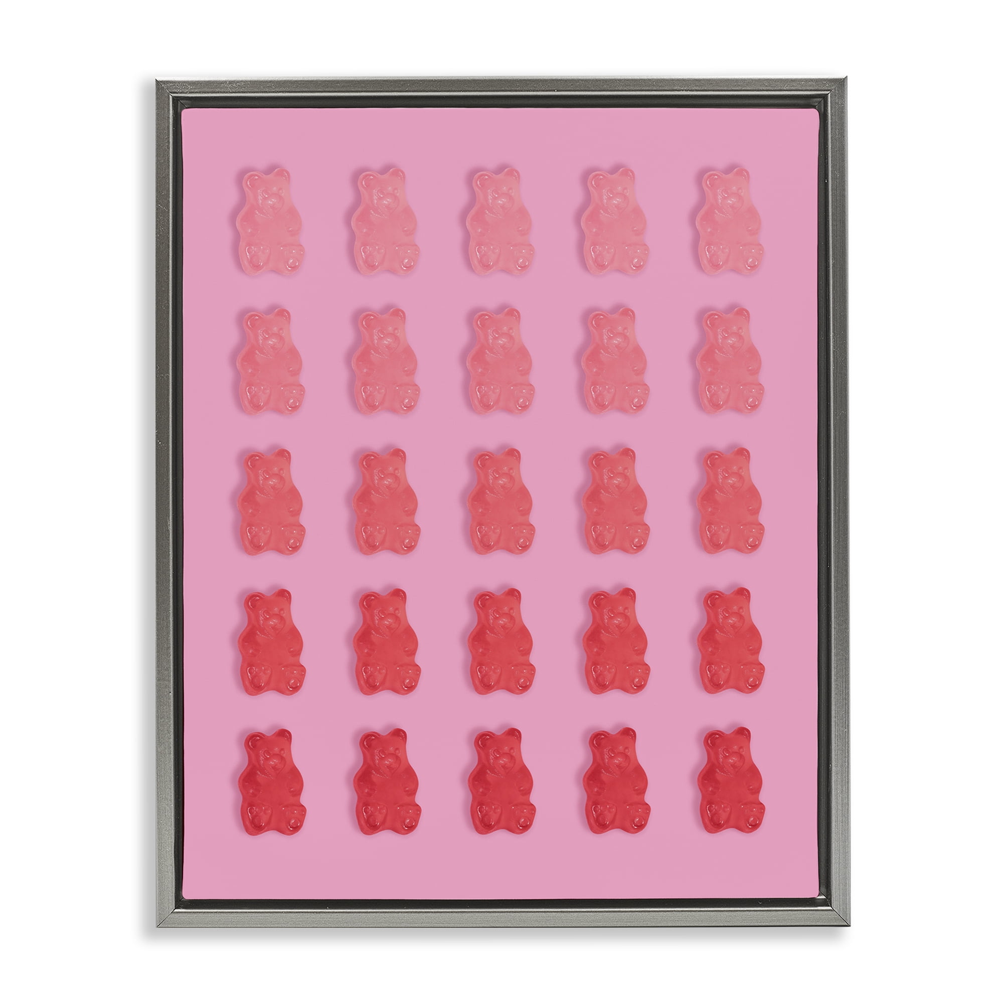 Stupell Industries Pink & Red Bear Gradient Gray Framed Floater Canvas Wall Art, design by LISH Creative
