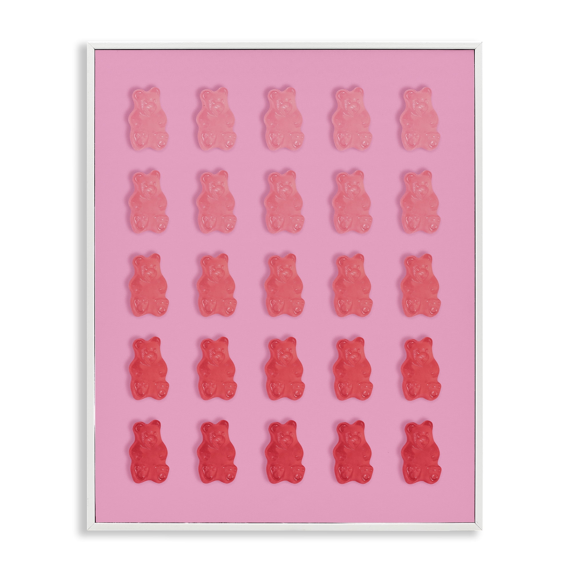 Stupell Industries Pink & Red Bear Gradient White Framed Giclee Art, design by LISH Creative