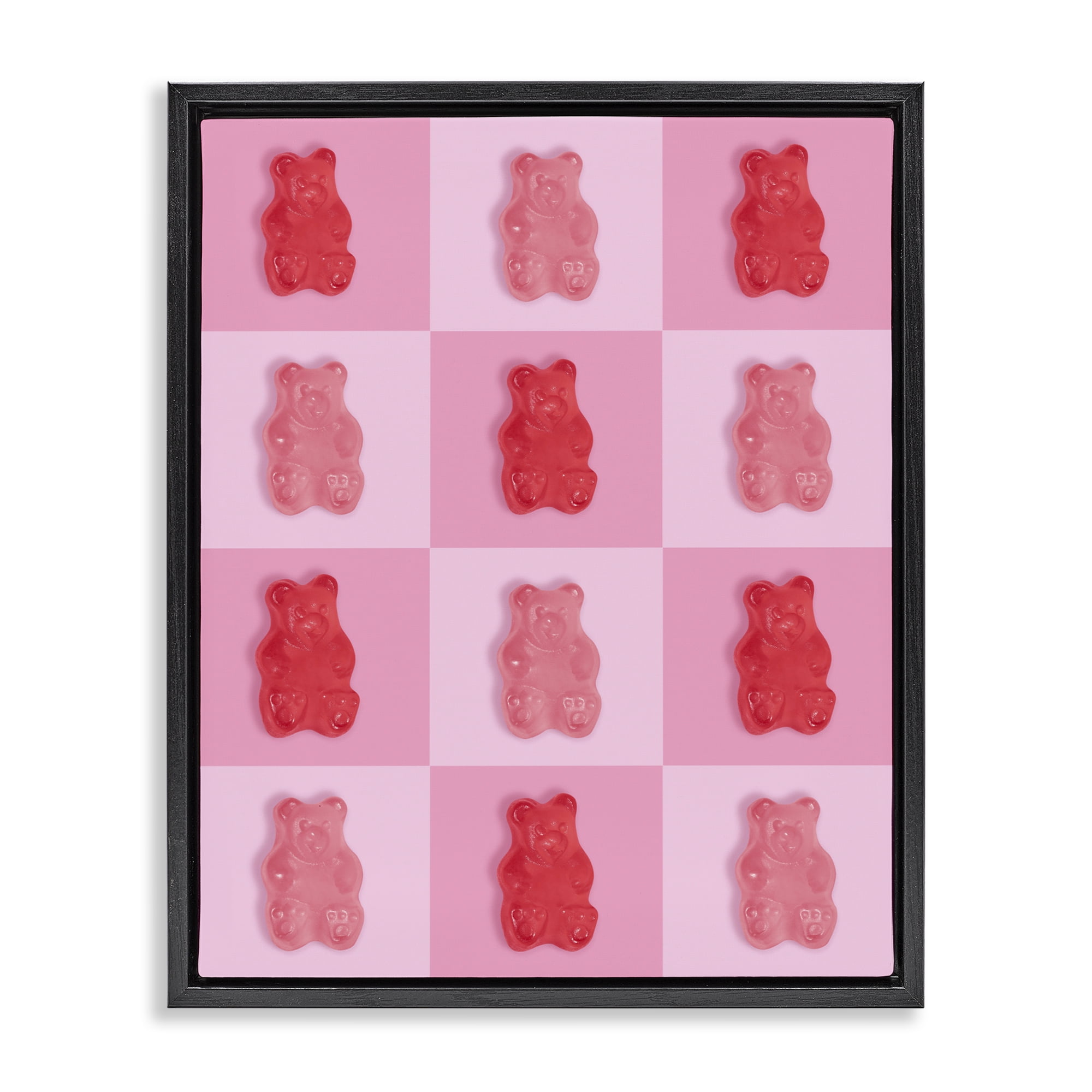 Stupell Industries Pink & Red Candy Bears Black Framed Floater Canvas Wall Art, design by LISH Creative
