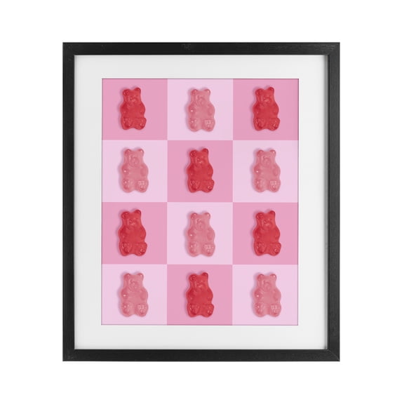 Stupell Industries Contemporary Pink & Red Candy Bears Black Framed Print Under Glass, 13 x 16, by LISH Creative