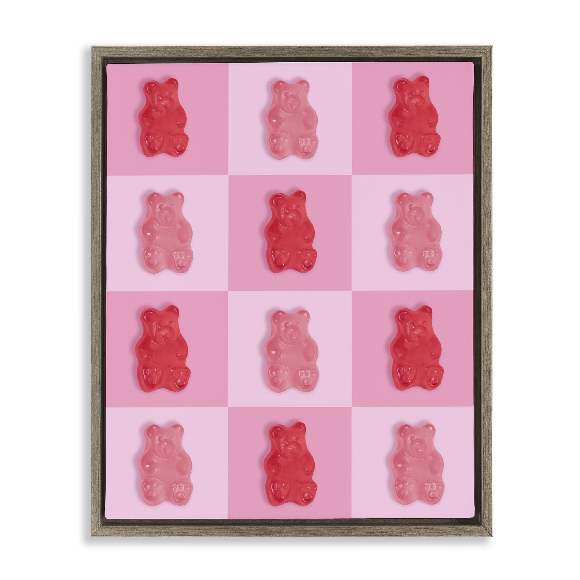 Stupell Industries Pink & Red Candy Bears Brown Framed Floater Canvas Wall Art, design by LISH Creative