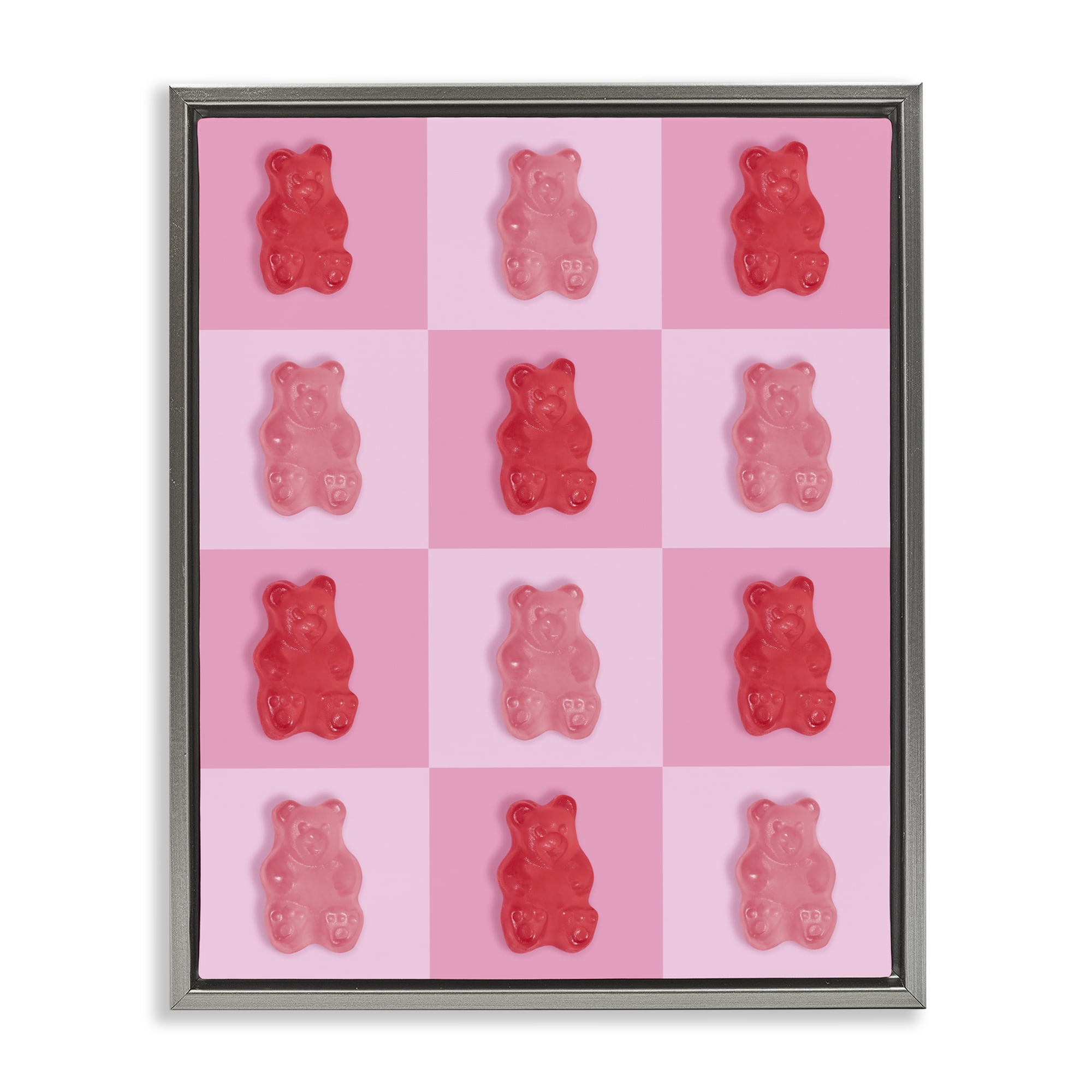 Stupell Industries Pink & Red Candy Bears Gray Framed Floater Canvas Wall Art, design by LISH Creative
