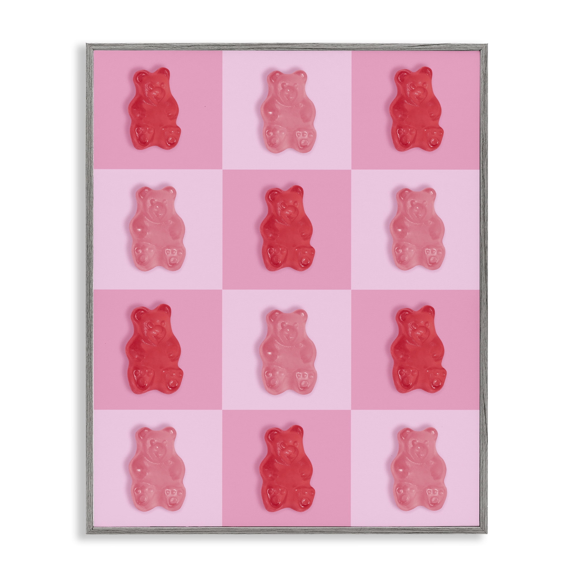 Stupell Industries Pink & Red Candy Bears Gray Framed Giclee Art, design by LISH Creative