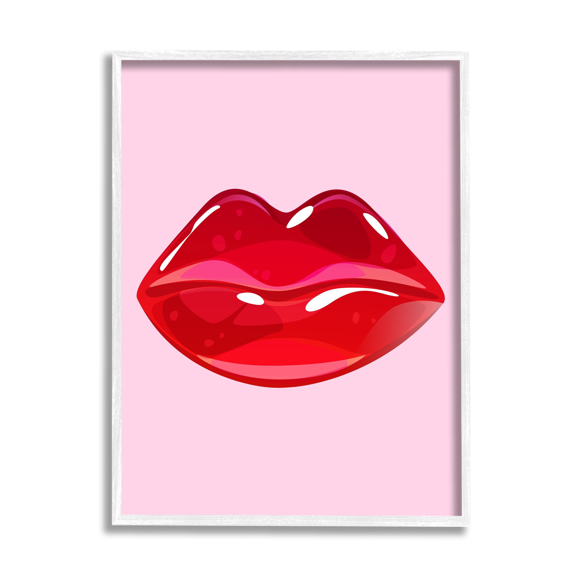 Stupell Industries Pink & Red Candy Lips Art for Kids Painting White Framed Art Print Wall Art, 24 x 30