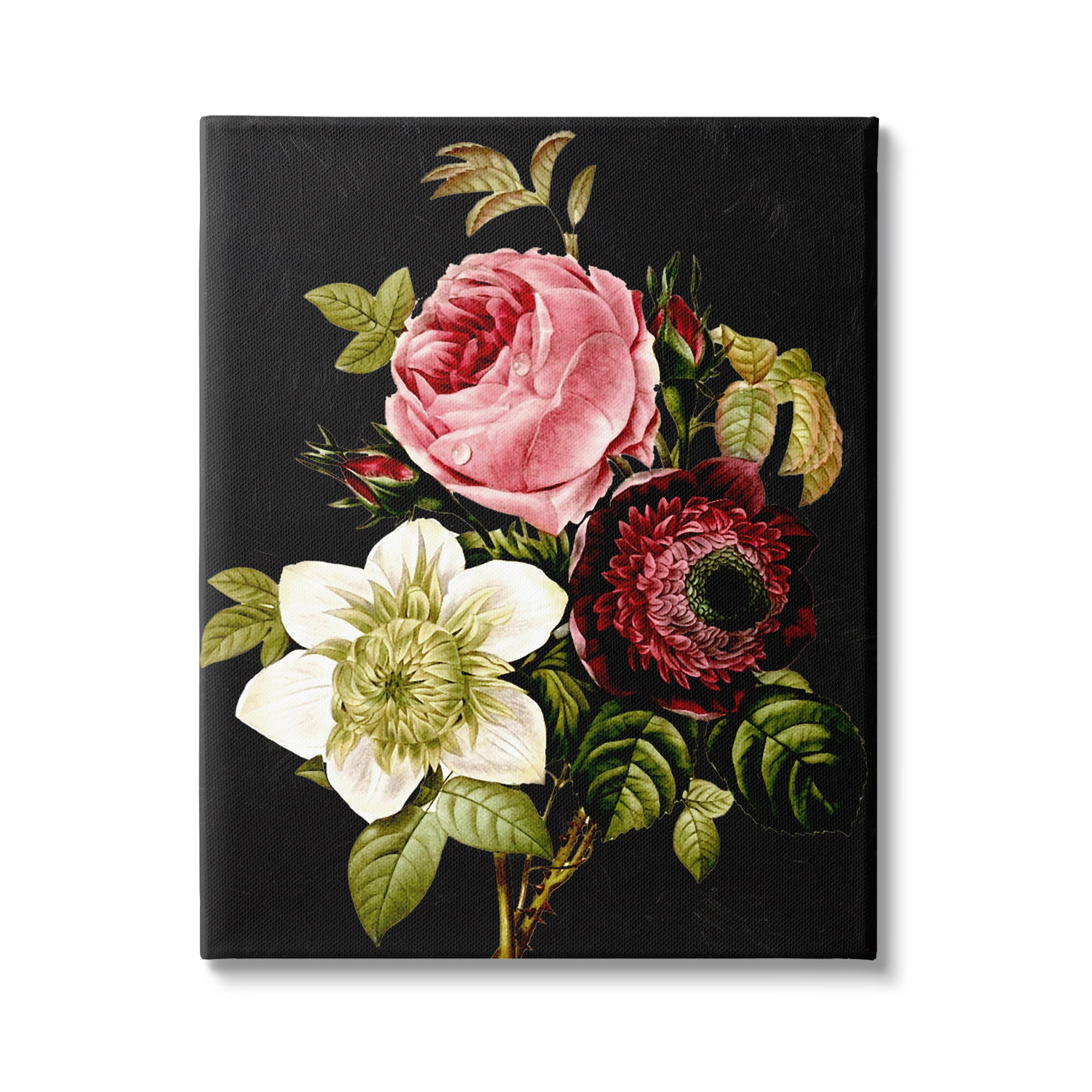 Stupell Industries Pink & Red Florals Botanical & Floral Painting Gallery Wrapped Canvas Print Wall Art, 24 x 30