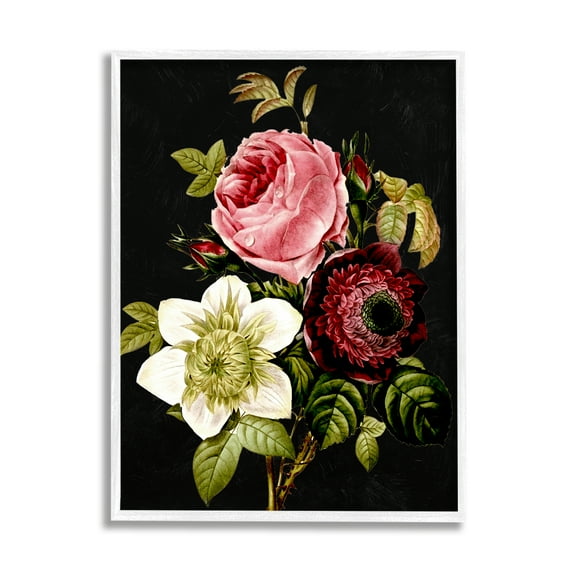 Stupell Industries Pink & Red Florals Botanical & Floral Painting White Framed Art Print Wall Art, 11 x 14