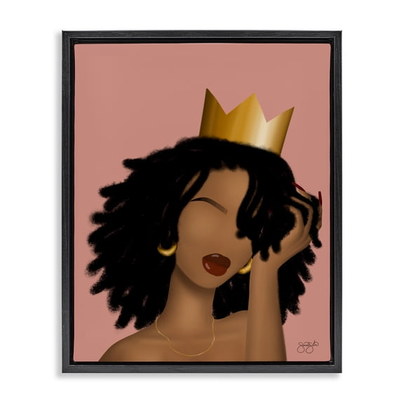 Stupell Industries Pink Reina Portrait Black Framed Floater Canvas Wall Art design by Sierra Siler, 21 x 17