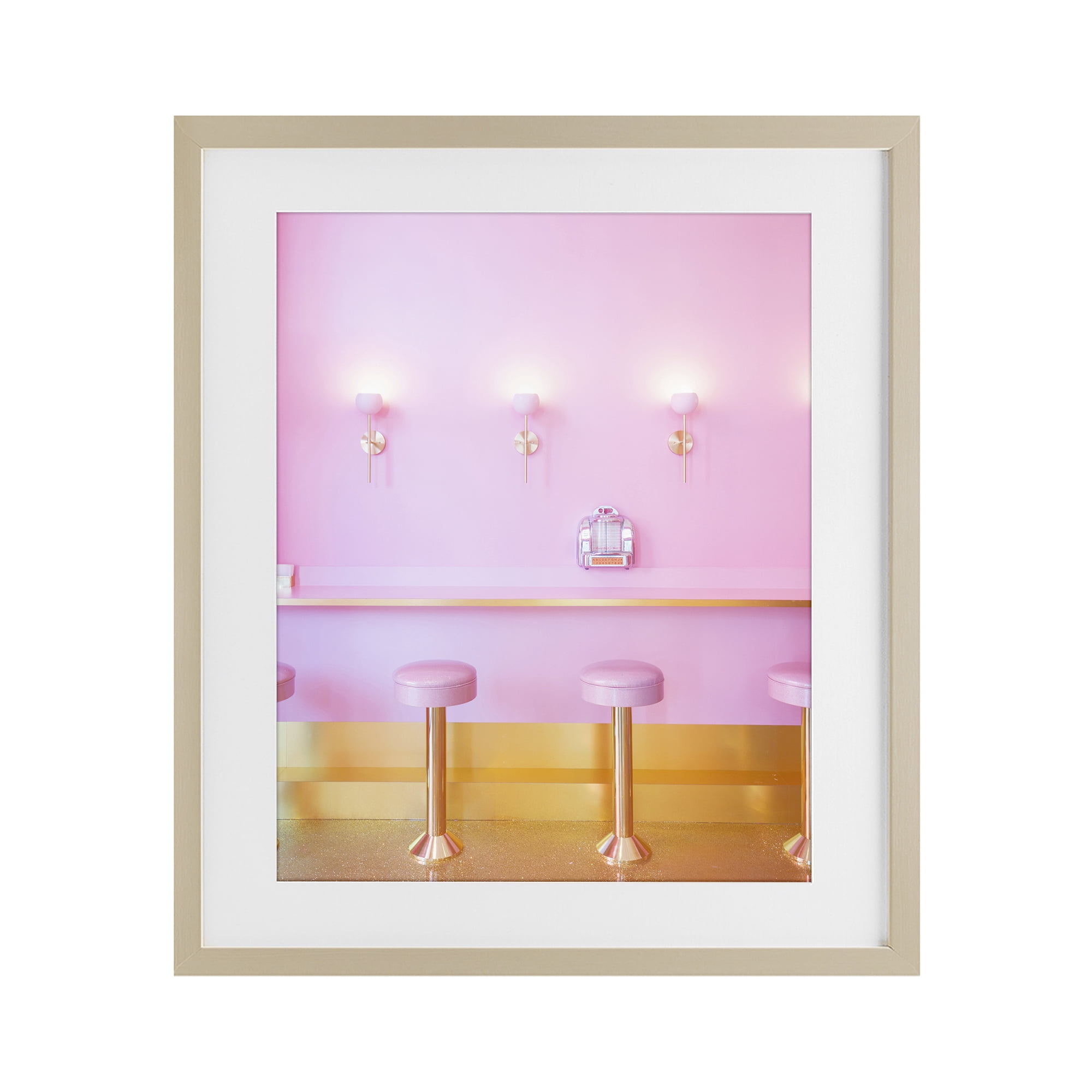 Stupell Industries Pink Retro Dessert Parlor Birch Framed Print Under Glass, design by LISH Creative