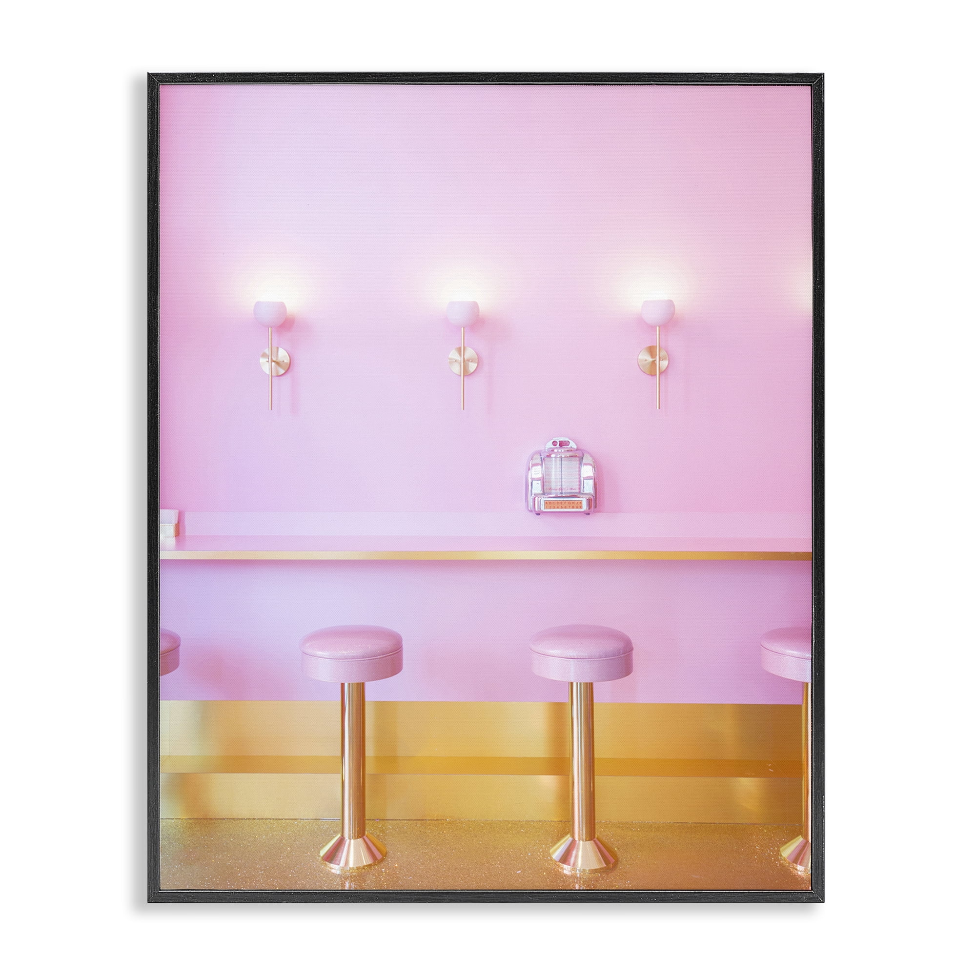 Stupell Industries Pink Retro Dessert Parlor Black Framed Giclee Art, design by LISH Creative