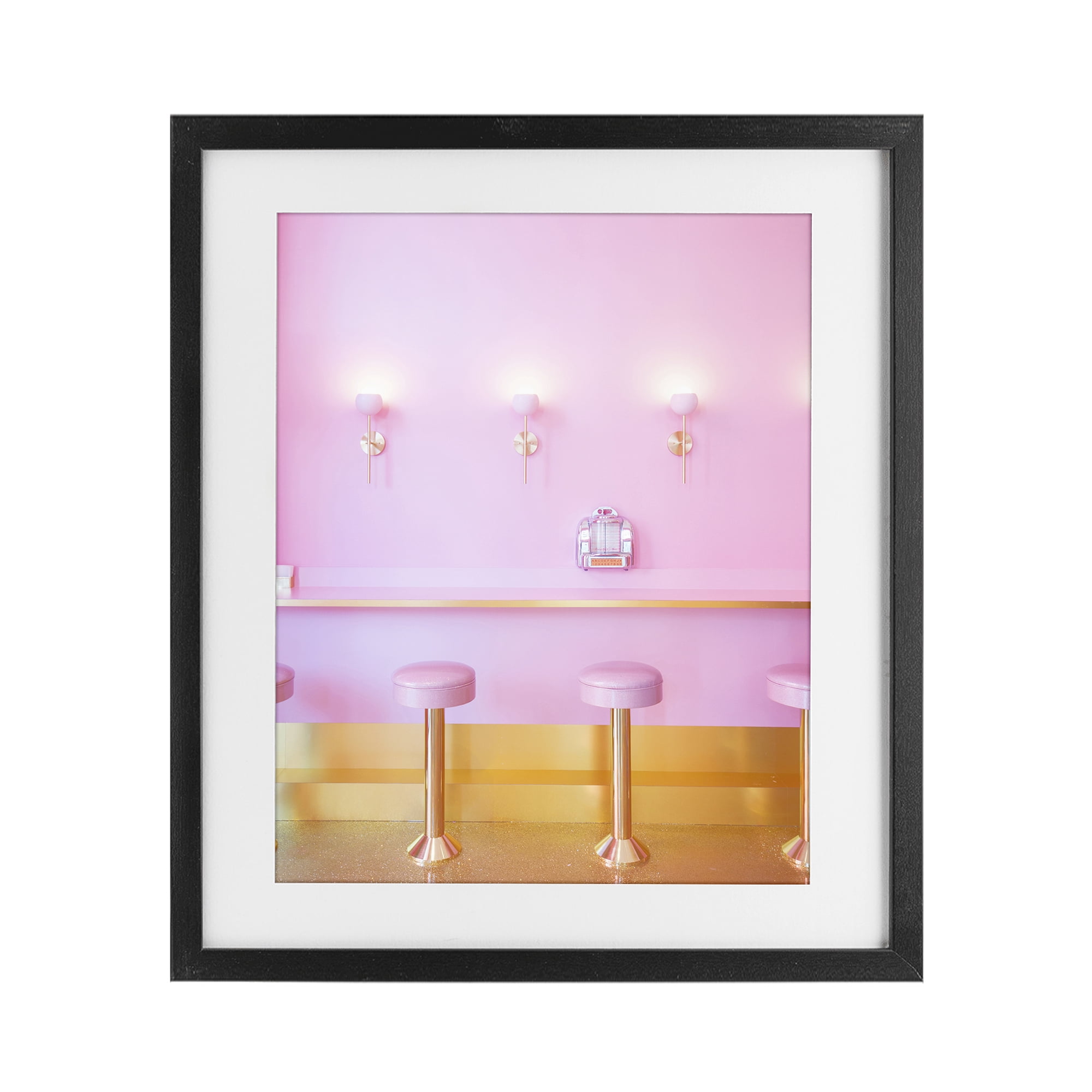 Stupell Industries Pink Retro Dessert Parlor Black Framed Print Under Glass, design by LISH Creative