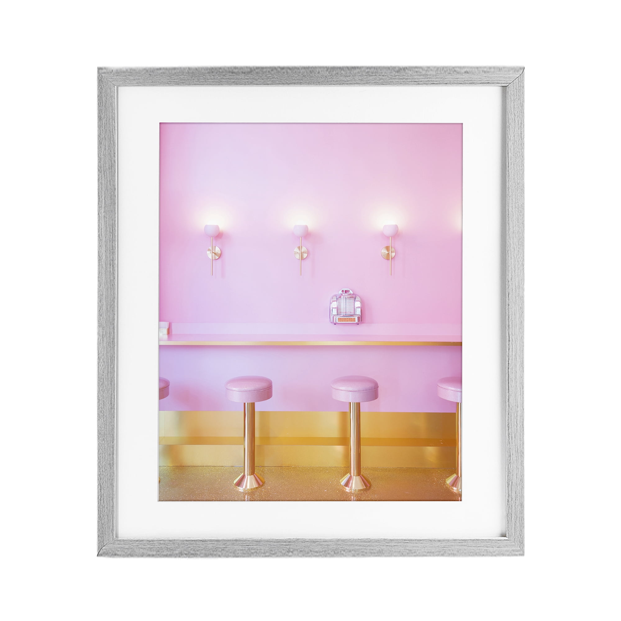 Stupell Industries Pink Retro Dessert Parlor Gray Framed Print Under Glass, design by LISH Creative