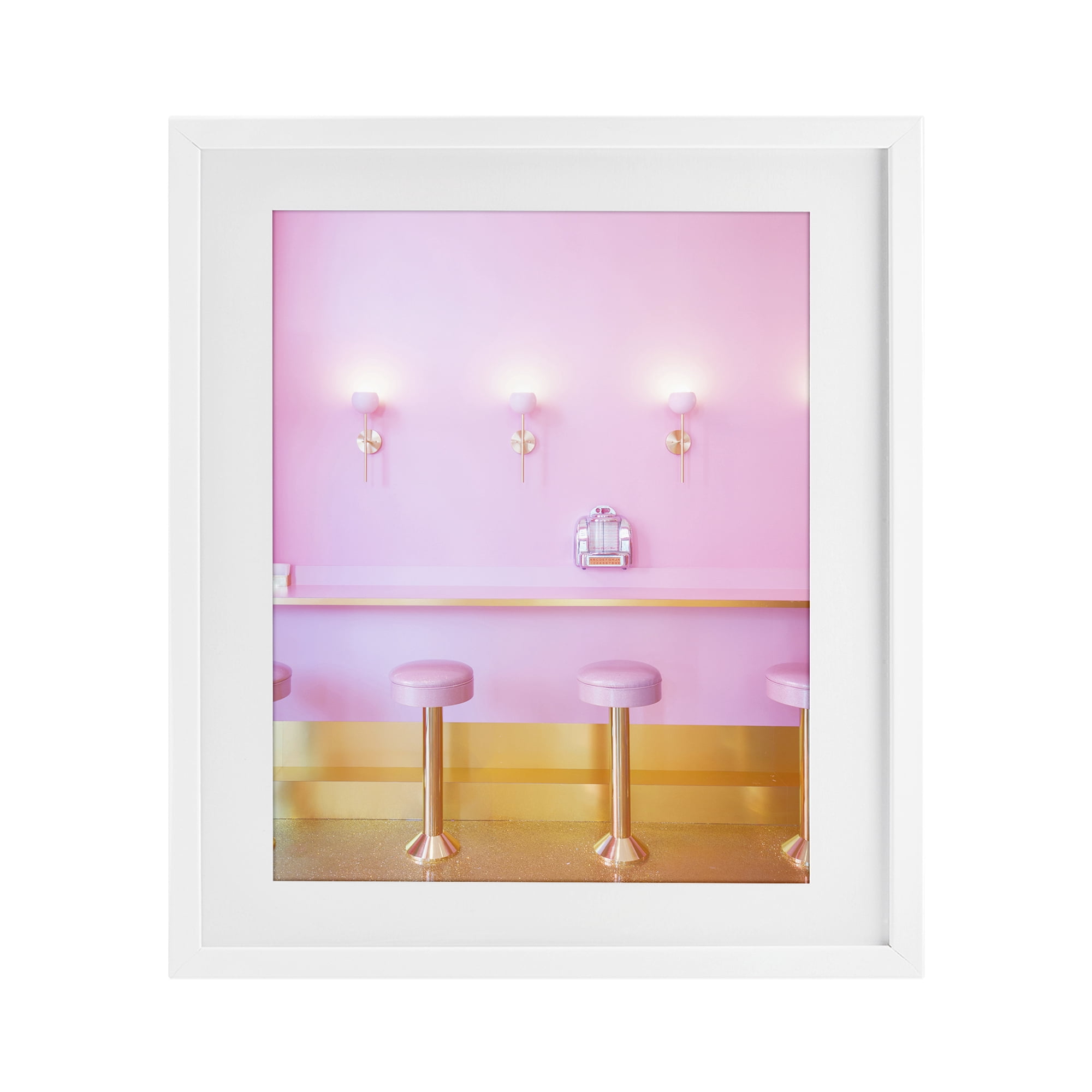 Stupell Industries Pink Retro Dessert Parlor White Framed Print Under Glass, design by LISH Creative