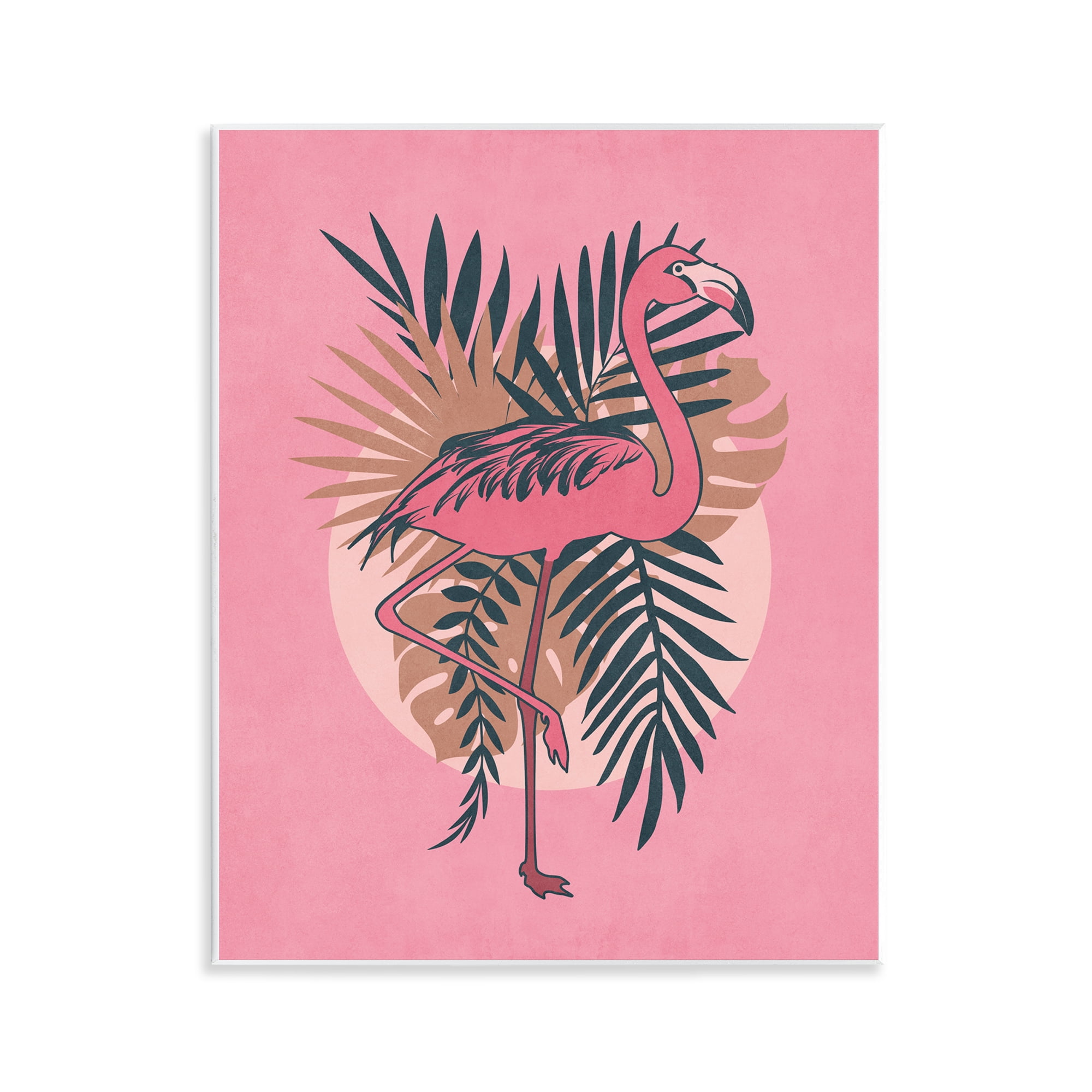 Stupell Industries Pink Retro Flamingo Animals Painting Unframed Art Print Wall Art, 11 x 14