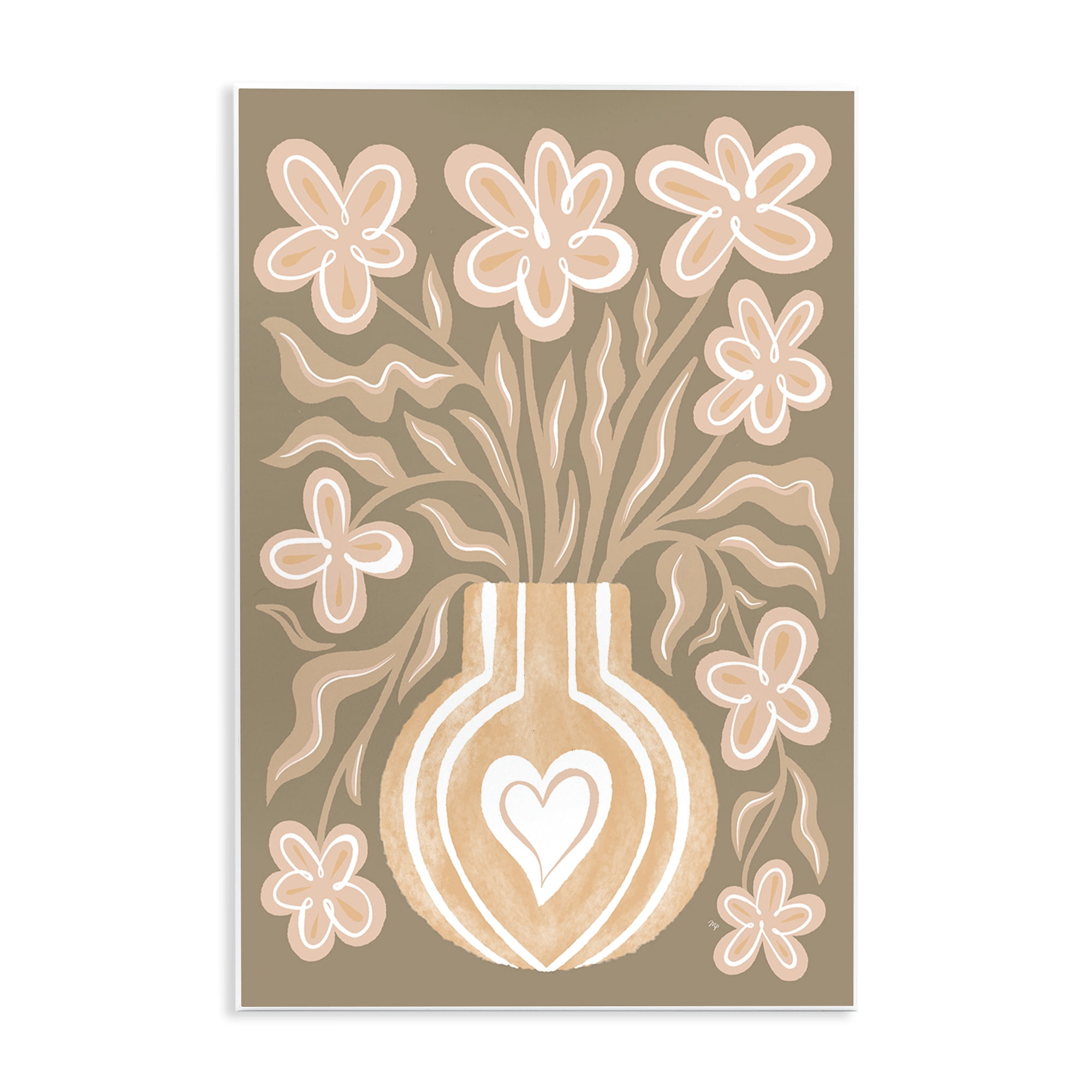 Stupell Industries Pink Retro Flower Vase Floral & Botanical Painting Unframed Art Print Wall Art, 13 x 19