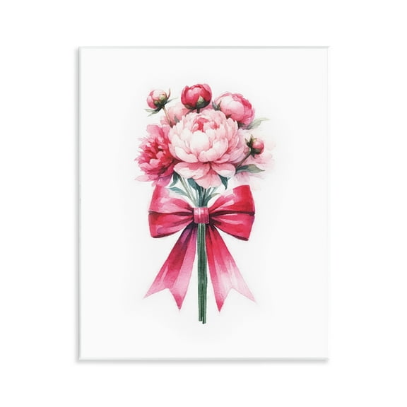 Stupell Industries Pink Ribbon Bouquet Plants & Flowers Painting Unframed Art Print Wall Art, 11 x 14
