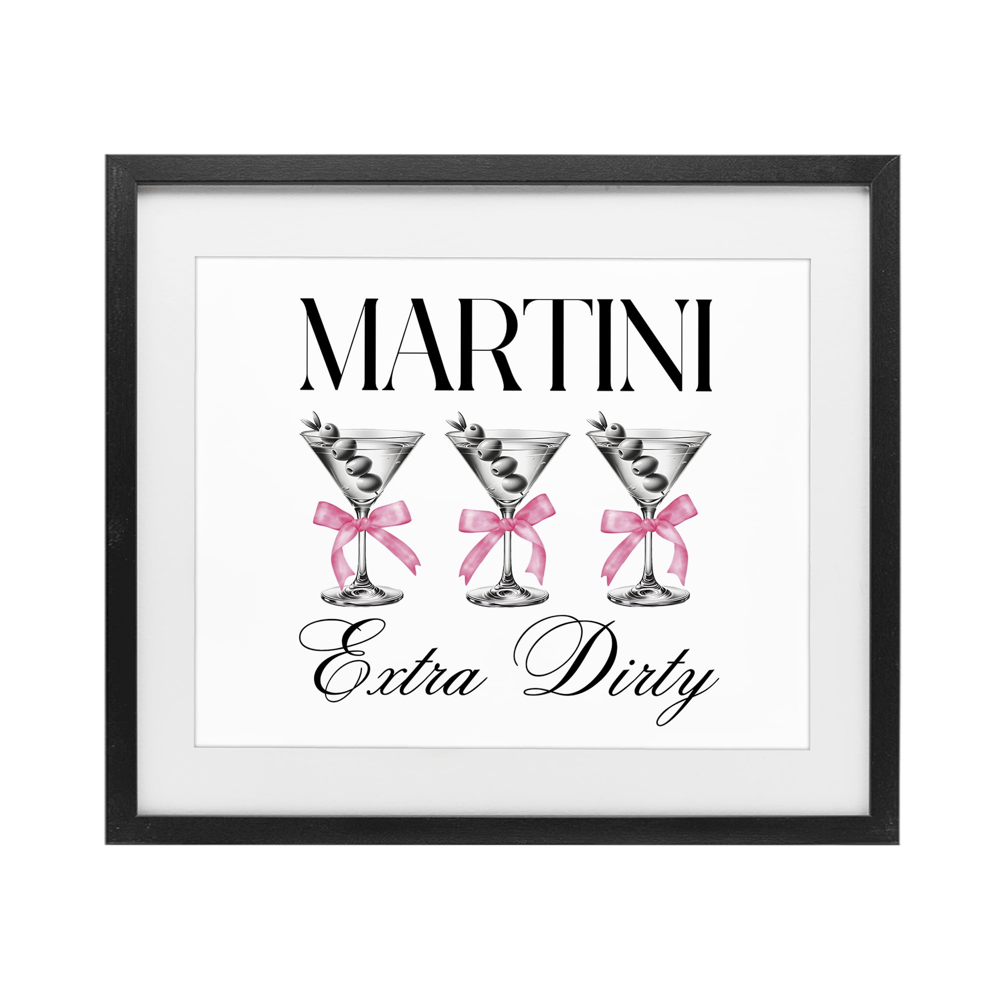 Stupell Industries Pink Ribbon Martini Trio Black Framed Print Under Glass, design by Lettered and Lined